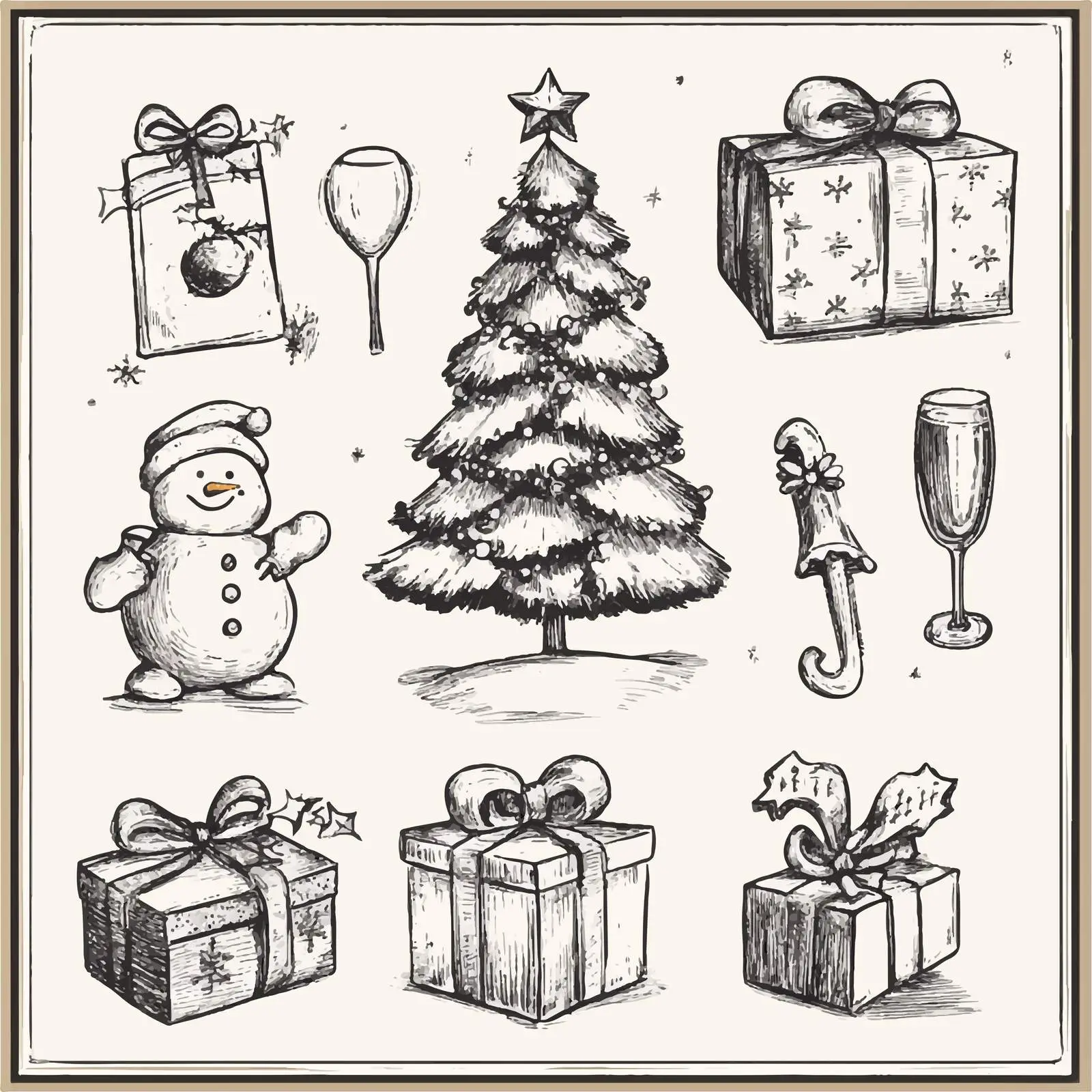 Hand Drawn Christmas Holiday Sketches Collection — free download from Dotvec