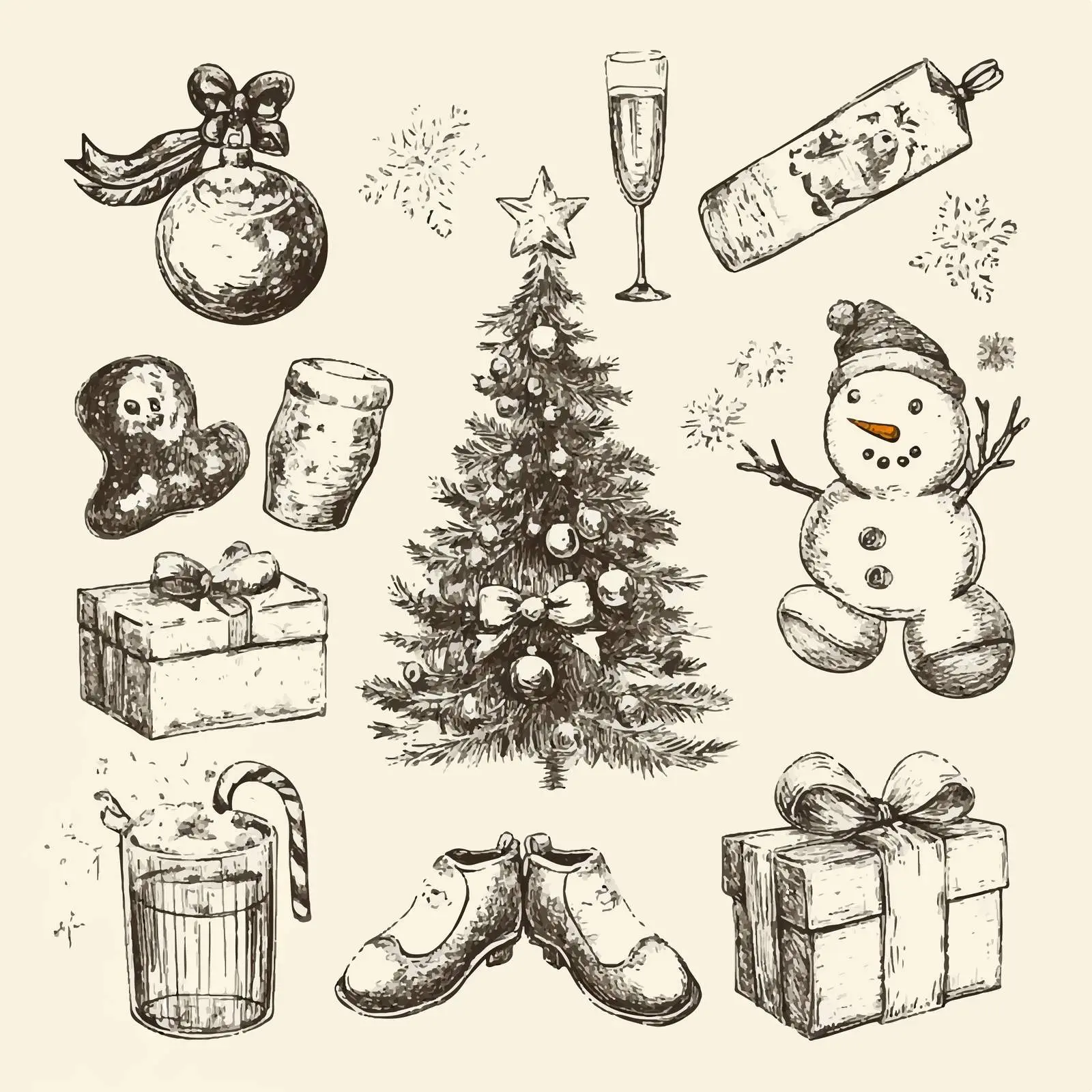 Hand-Drawn Christmas Holiday Sketches Collection — free download from Dotvec