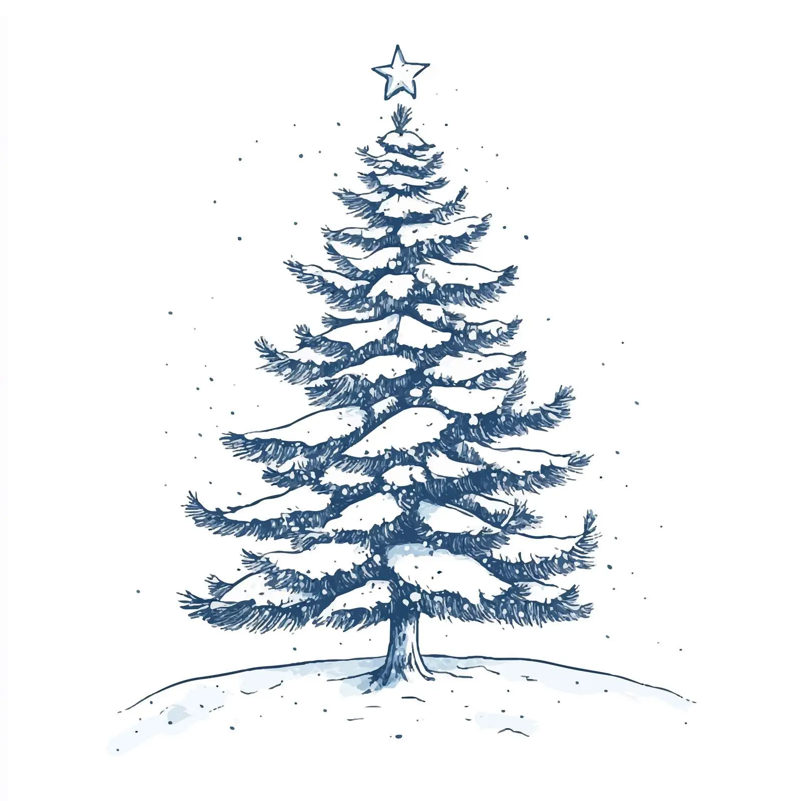 Hand-Drawn Christmas Tree Under Snow — free download from Dotvec