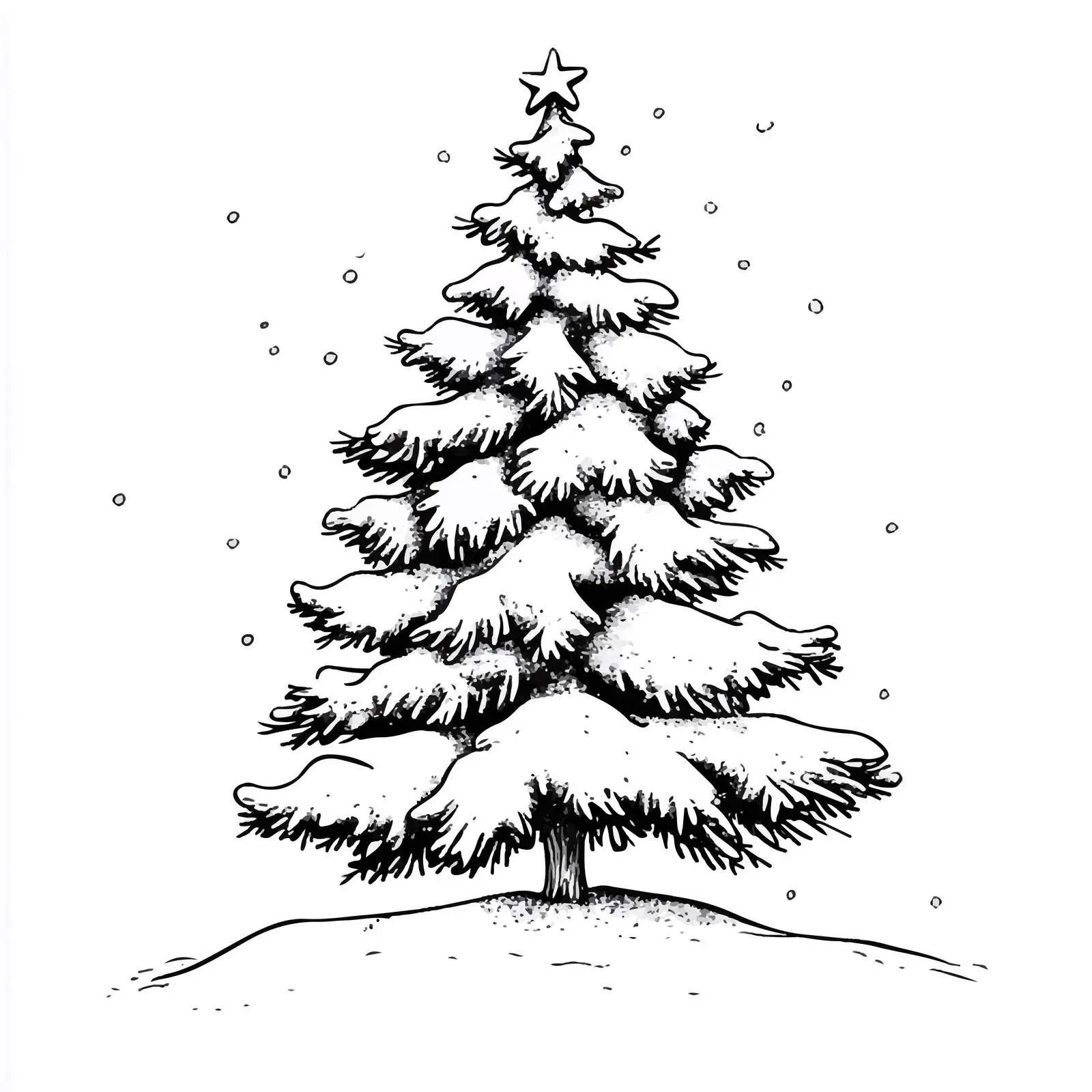 Hand-Drawn Christmas Tree Sketch Under Snow — free download from Dotvec