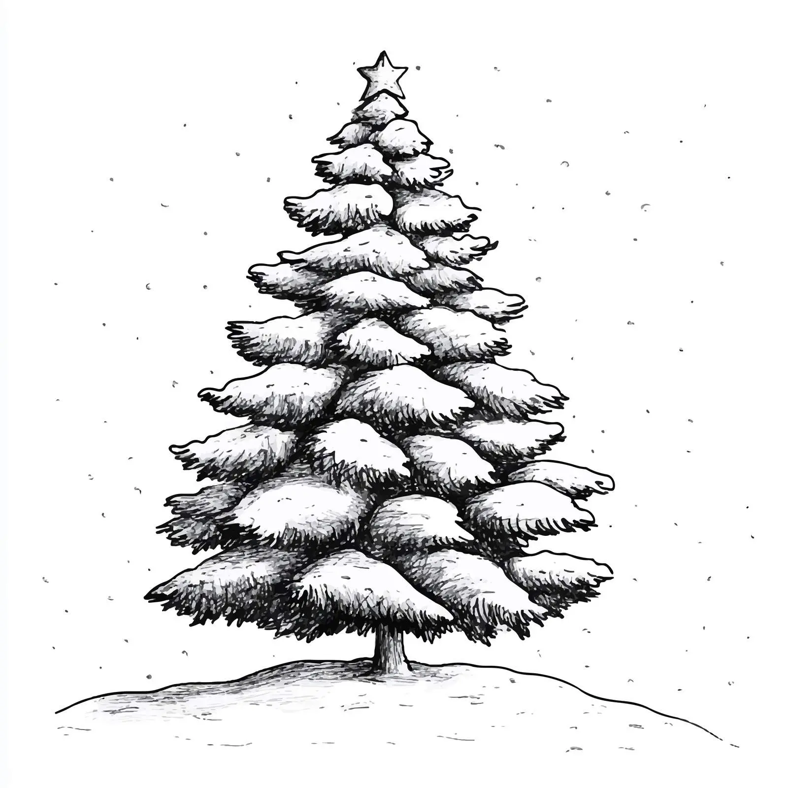 Hand Drawn Snowy Christmas Tree Illustration — free download from Dotvec