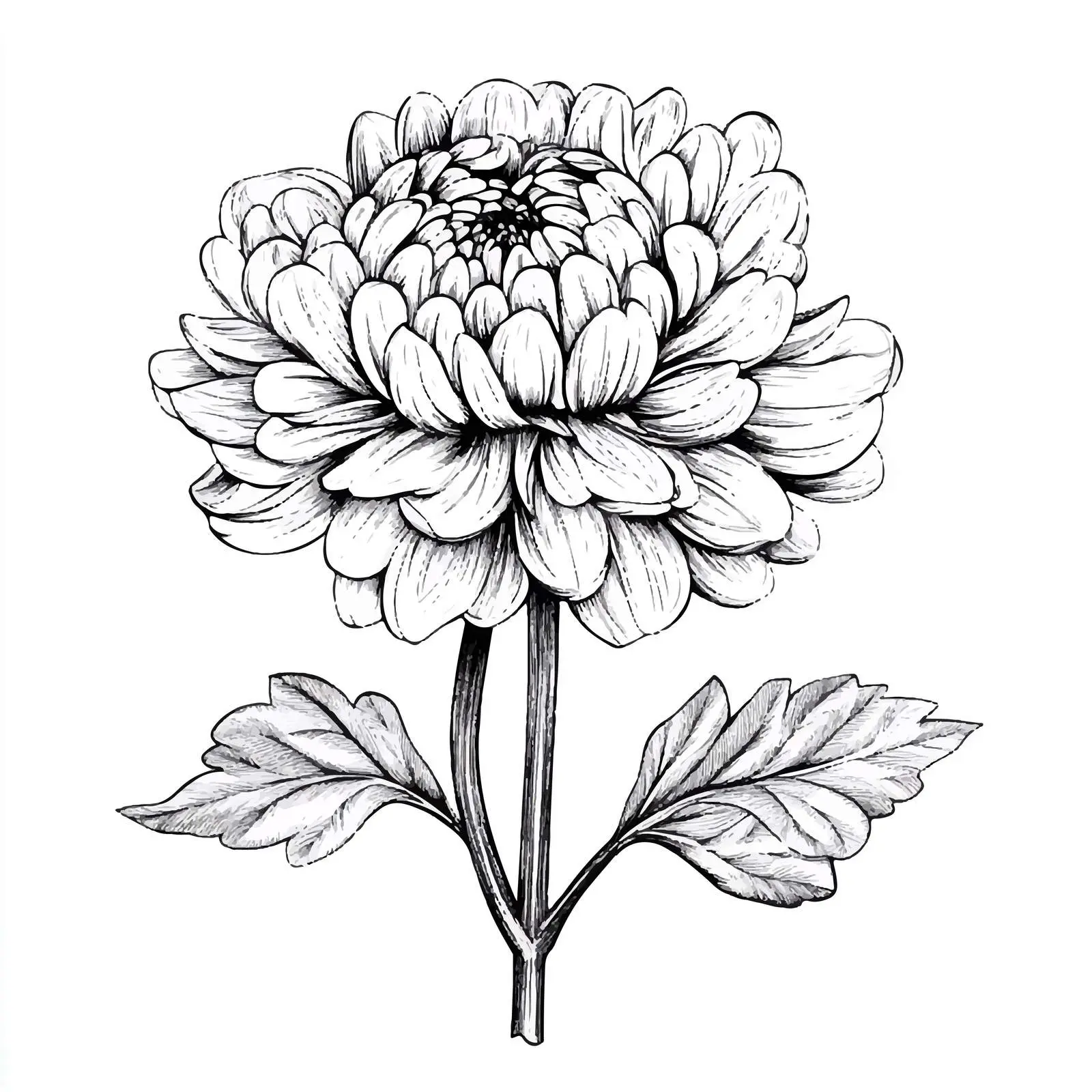 Hand-Drawn Chrysanthemum Flower on White Background – free chrysanthemum image from Dotvec