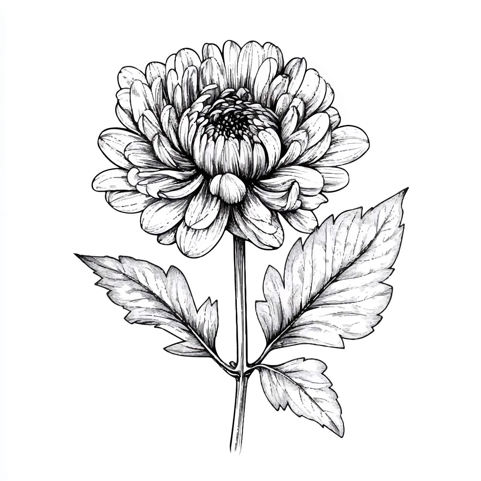 Hand Drawn Chrysanthemum on White Background – free chrysanthemum image from Dotvec