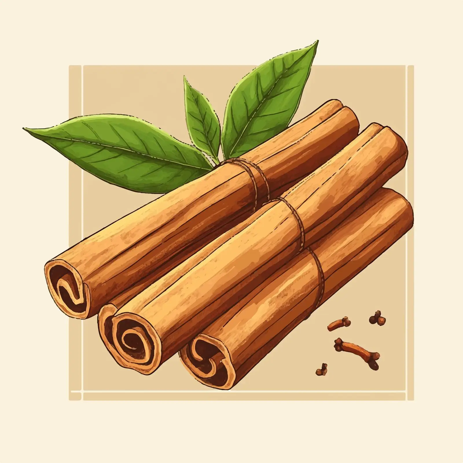 Hand-Drawn Cinnamon on Beige Background — free download from Dotvec