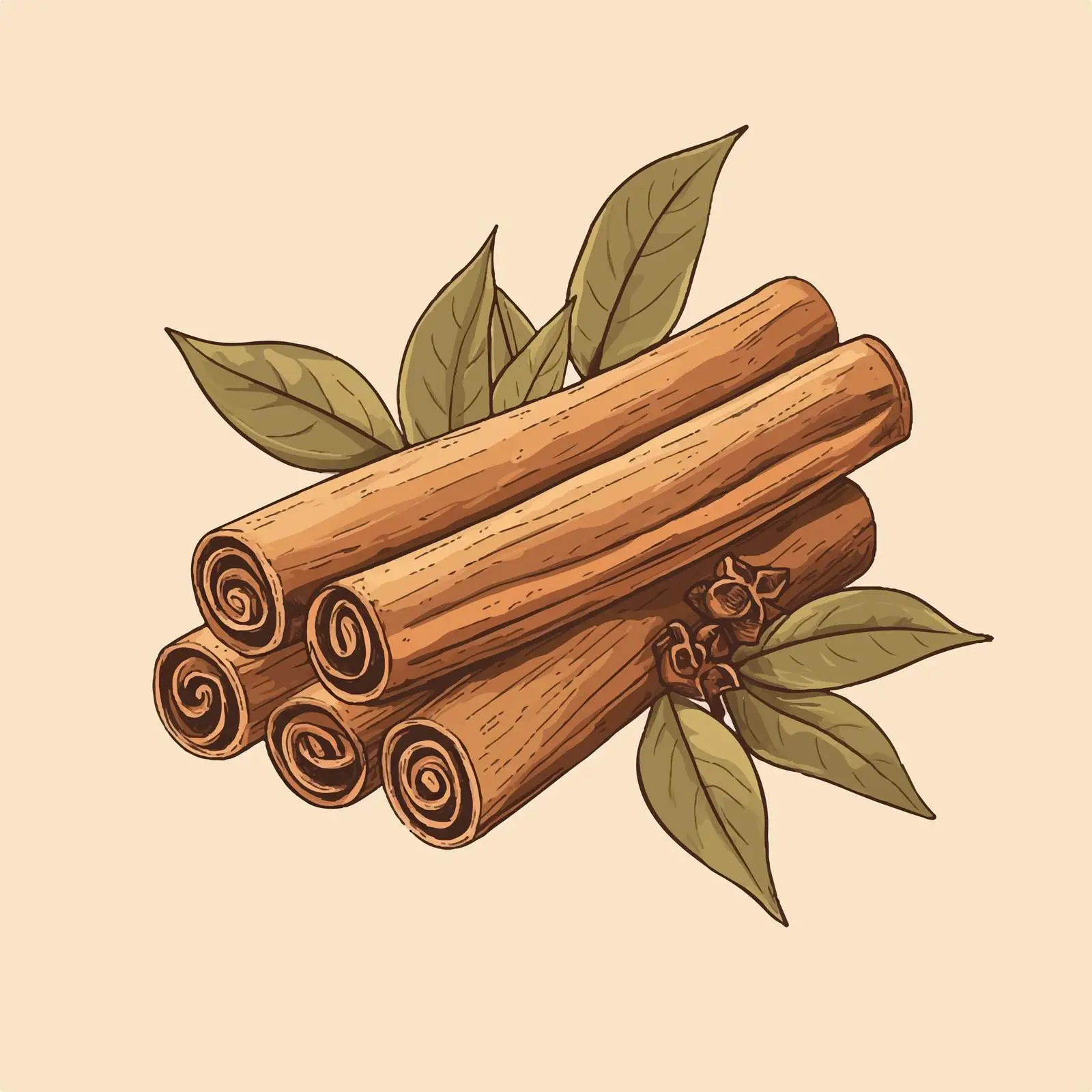 Hand-Drawn Cinnamon Illustration on Beige Background — free download from Dotvec