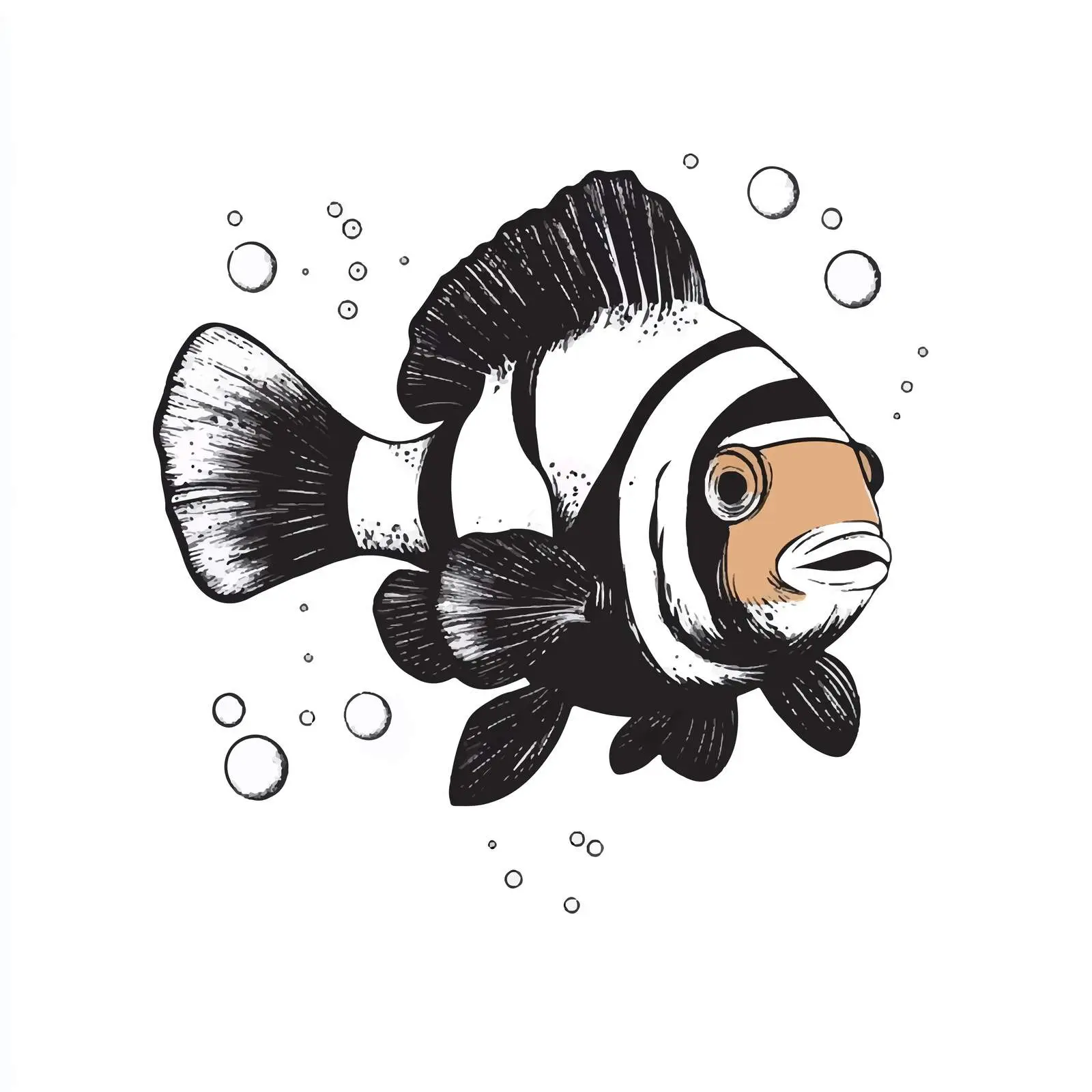 Hand-Drawn Clownfish Sketch on White Background — free download from Dotvec