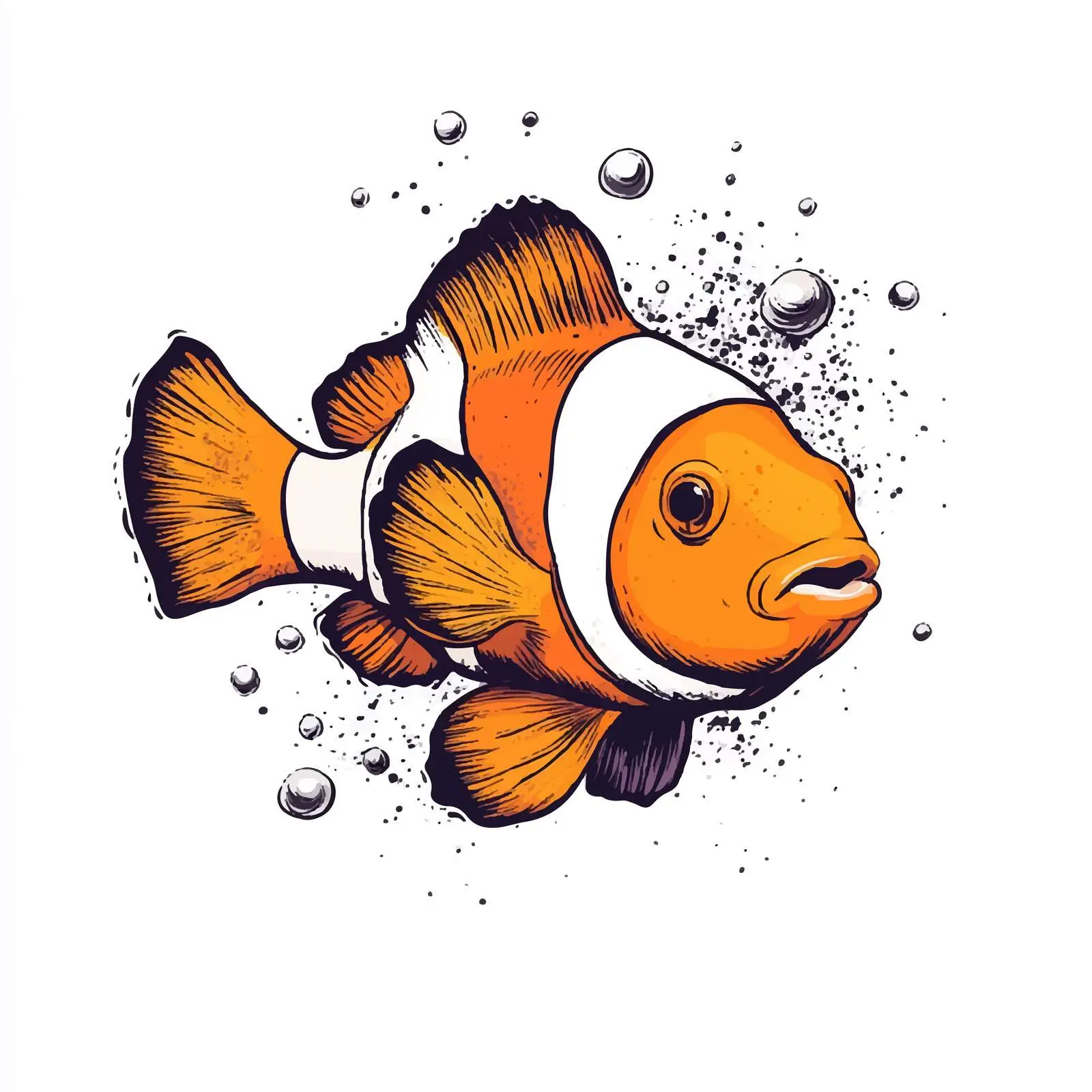 Hand-Drawn Clownfish Sketch on White Background — free download from Dotvec