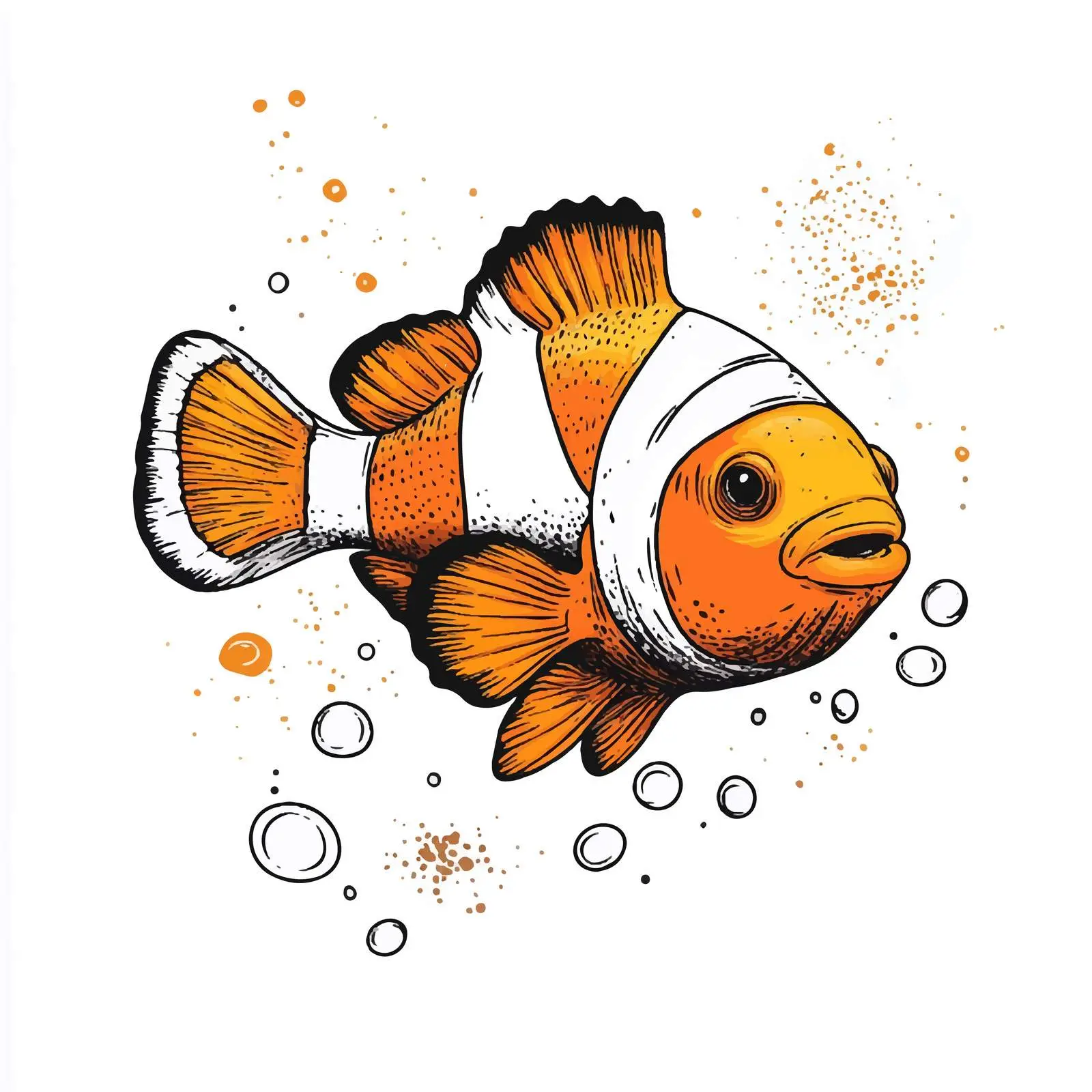 Hand-Drawn Clownfish Sketch on White Background — free download from Dotvec