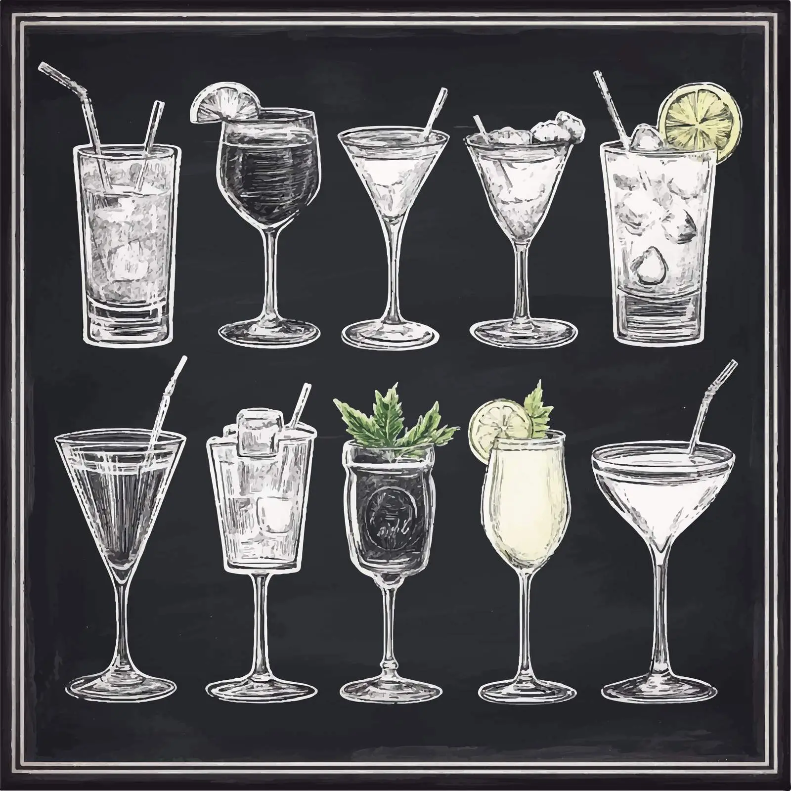 Elegant Hand-Drawn Cocktail Sketches Collection — free download from Dotvec