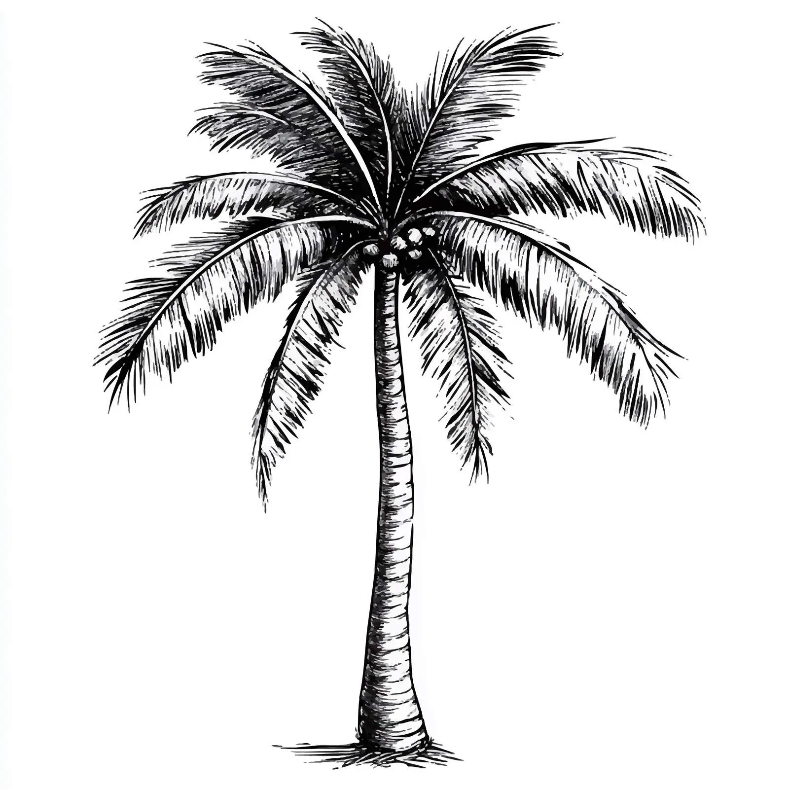 Hand-Drawn Coconut Palm Tree Sketch — free download from Dotvec