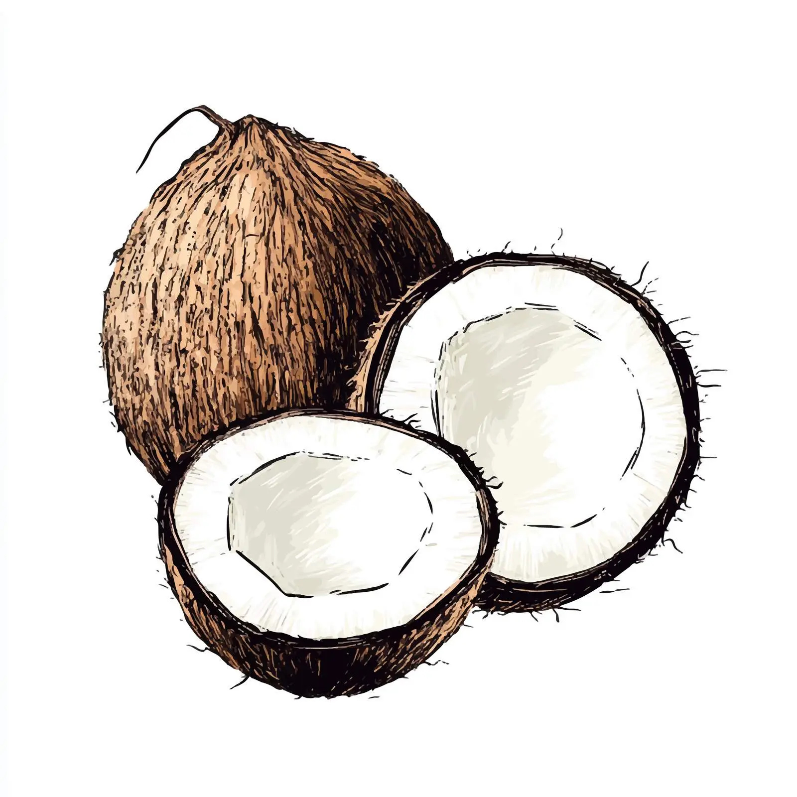 Hand Drawn Coconut Sketch on White Background — free download from Dotvec