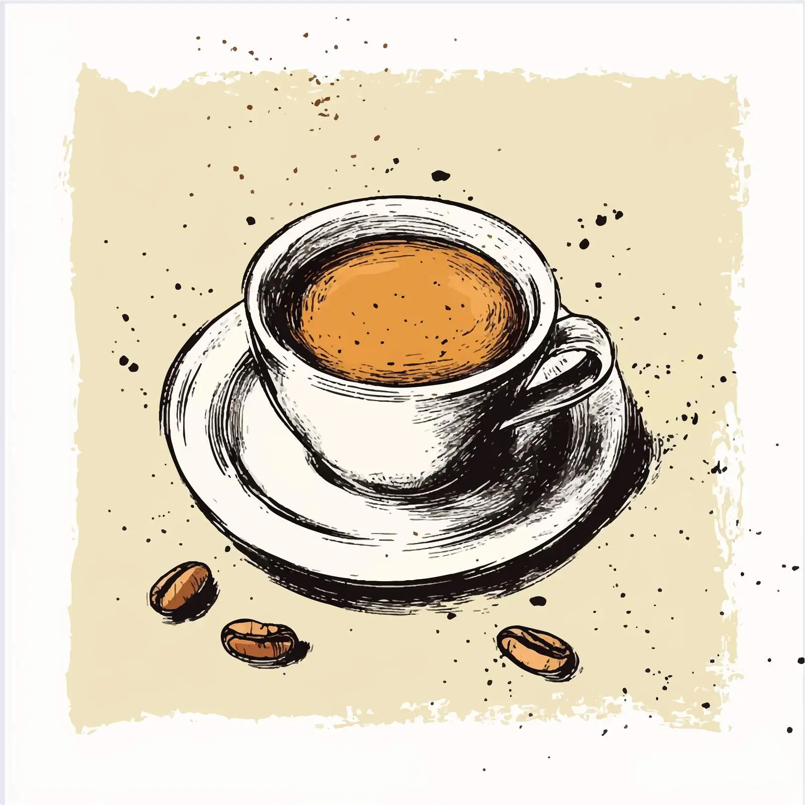 Hand Drawn Coffee Sketch on Shabby Background — free download from Dotvec