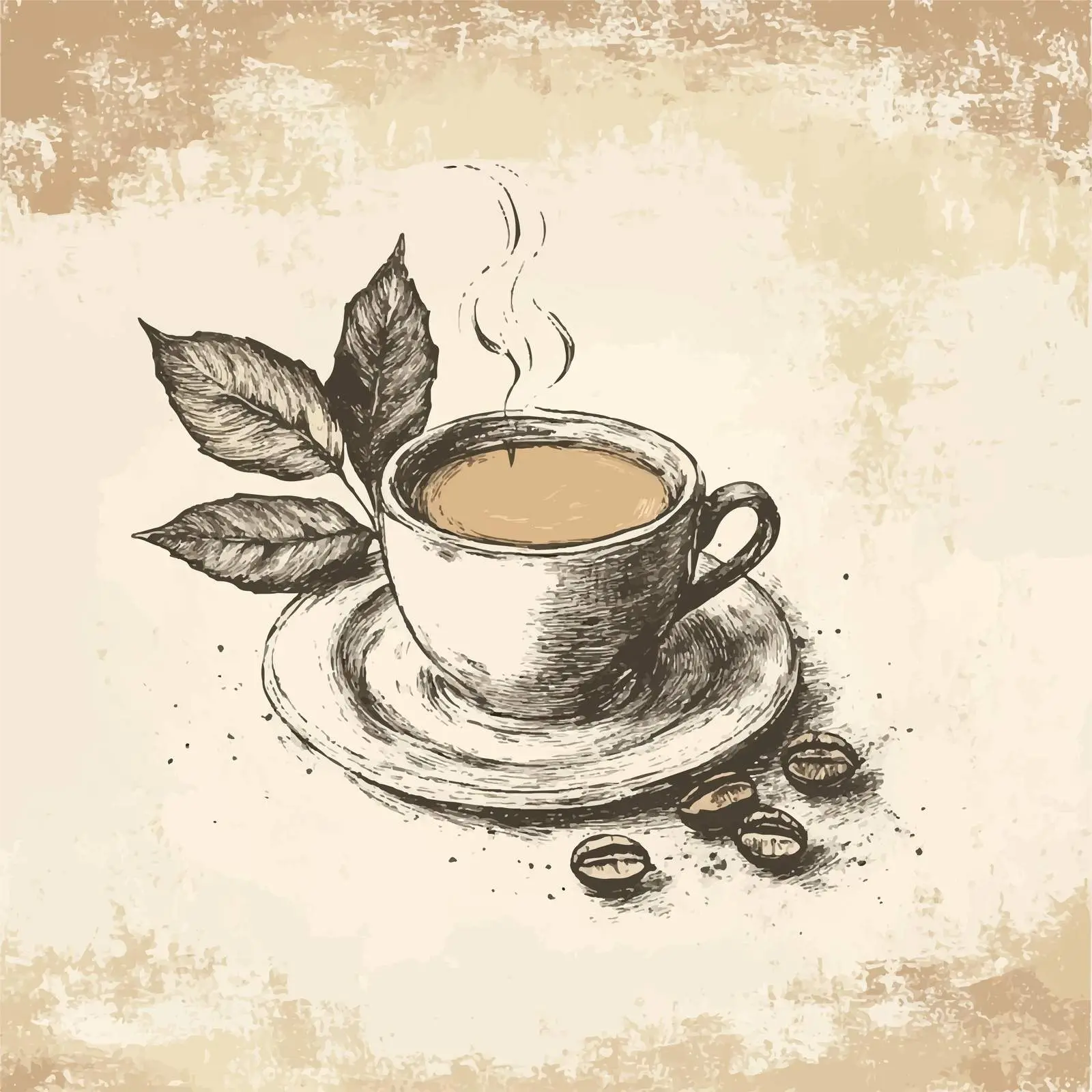 Hand Drawn Coffee on Shabby Background — free download from Dotvec