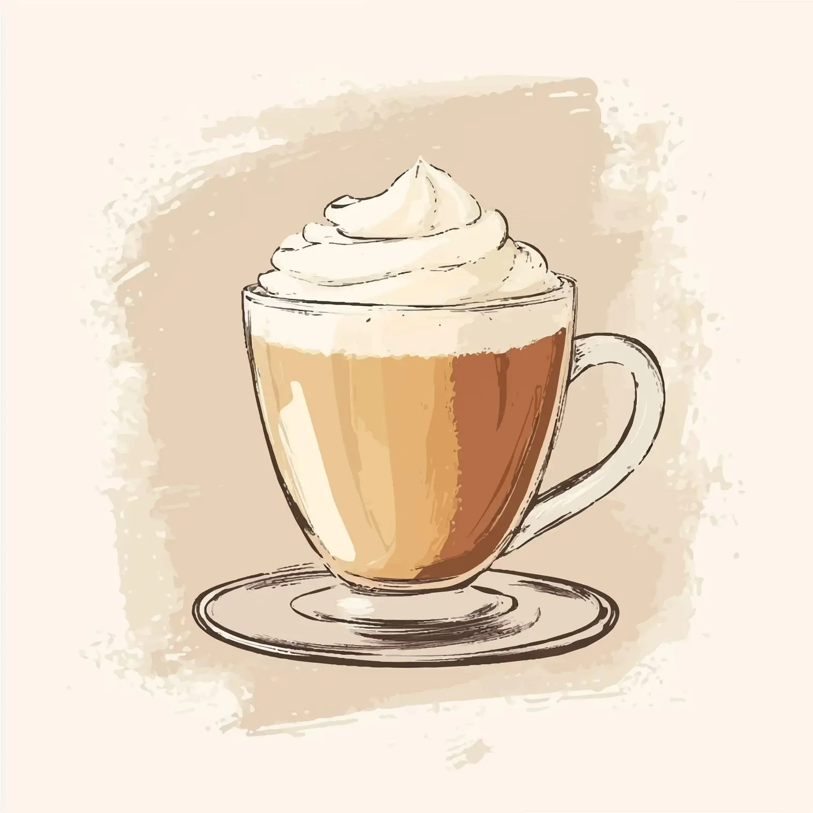 Hand-Drawn Coffee with Cream on Shabby Background — free download from Dotvec