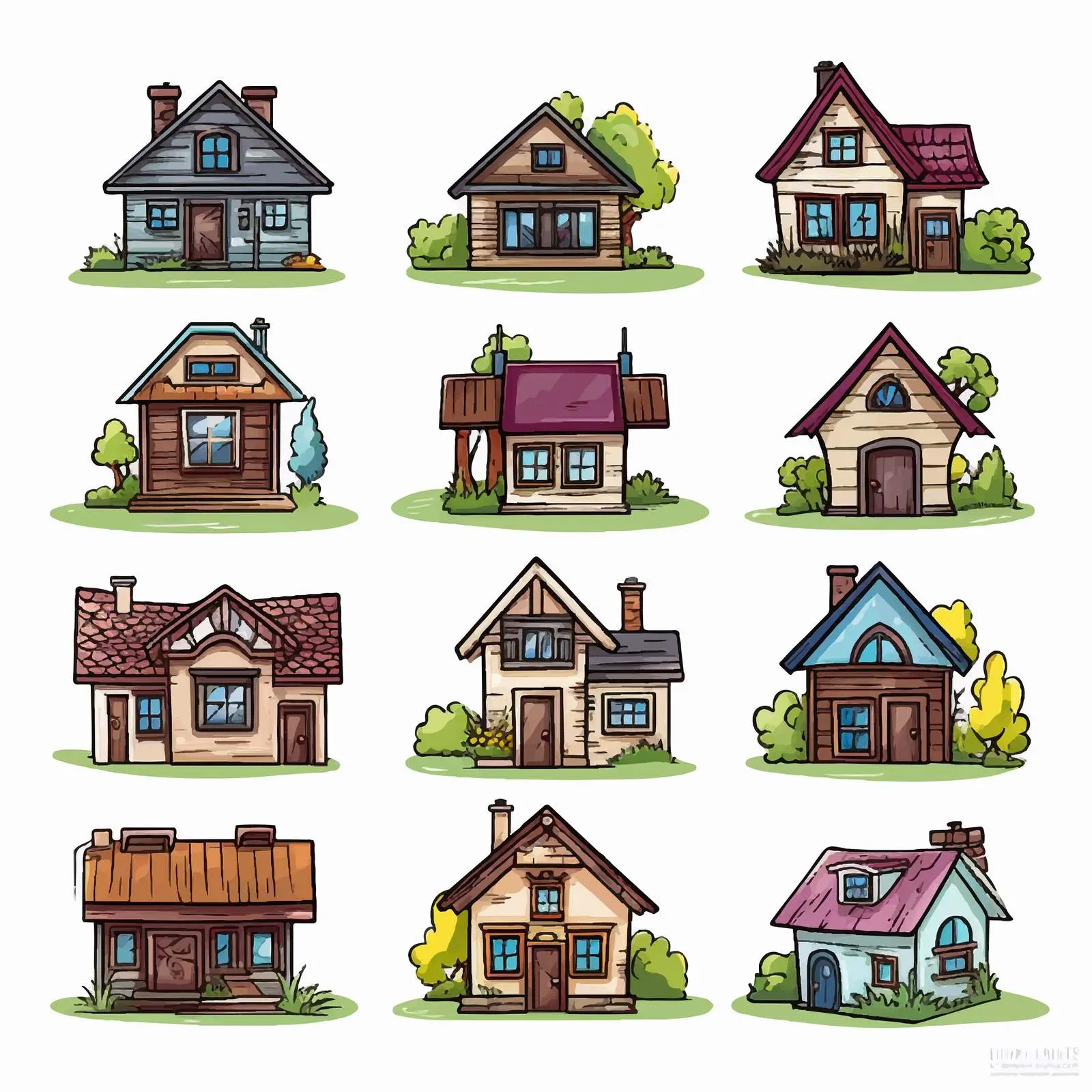 Colorful Hand-Drawn Modern Cottage Illustration — free download from Dotvec