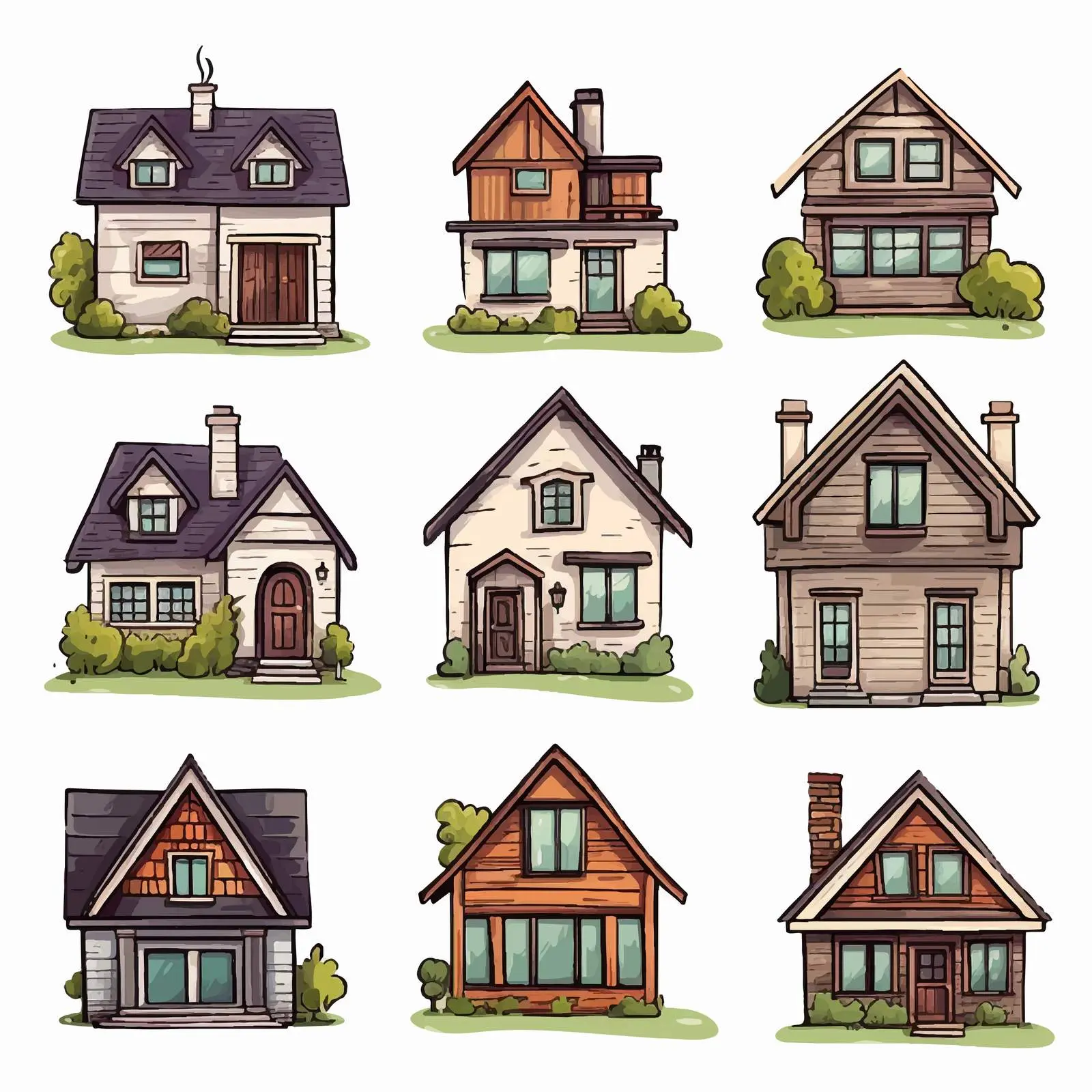 Colorful Hand-Drawn Cottage Vector Illustration — free download from Dotvec
