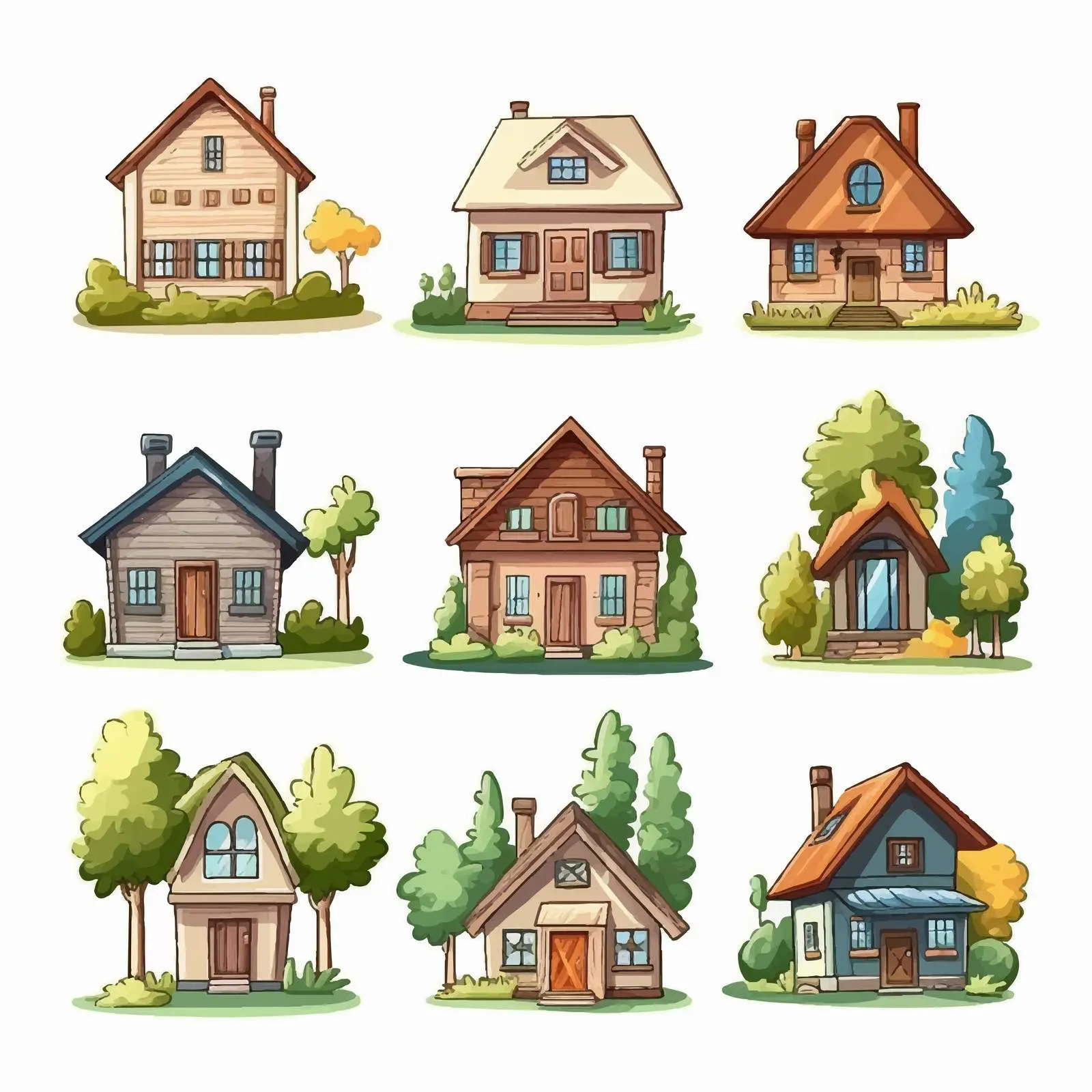 Hand-Drawn Modern Cottage Design Vector Art — free download from Dotvec