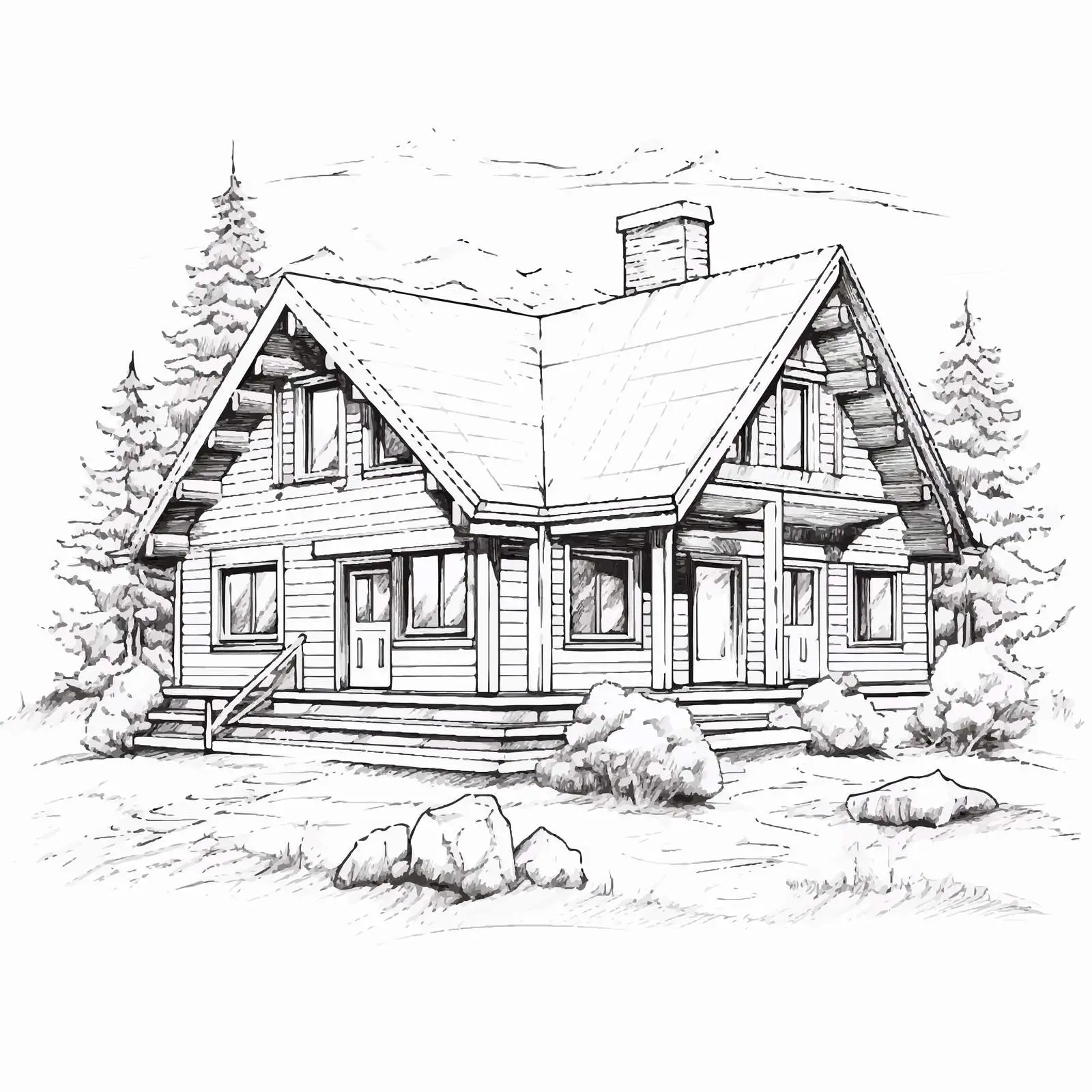 Modern Hand-Drawn Country House Illustration — free download from Dotvec