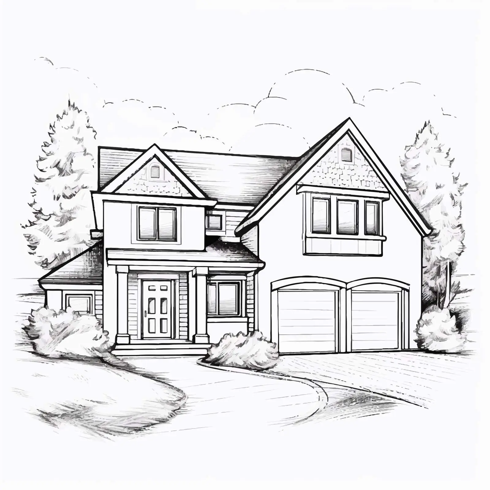 Modern Hand-Drawn Country House Illustration — free download from Dotvec