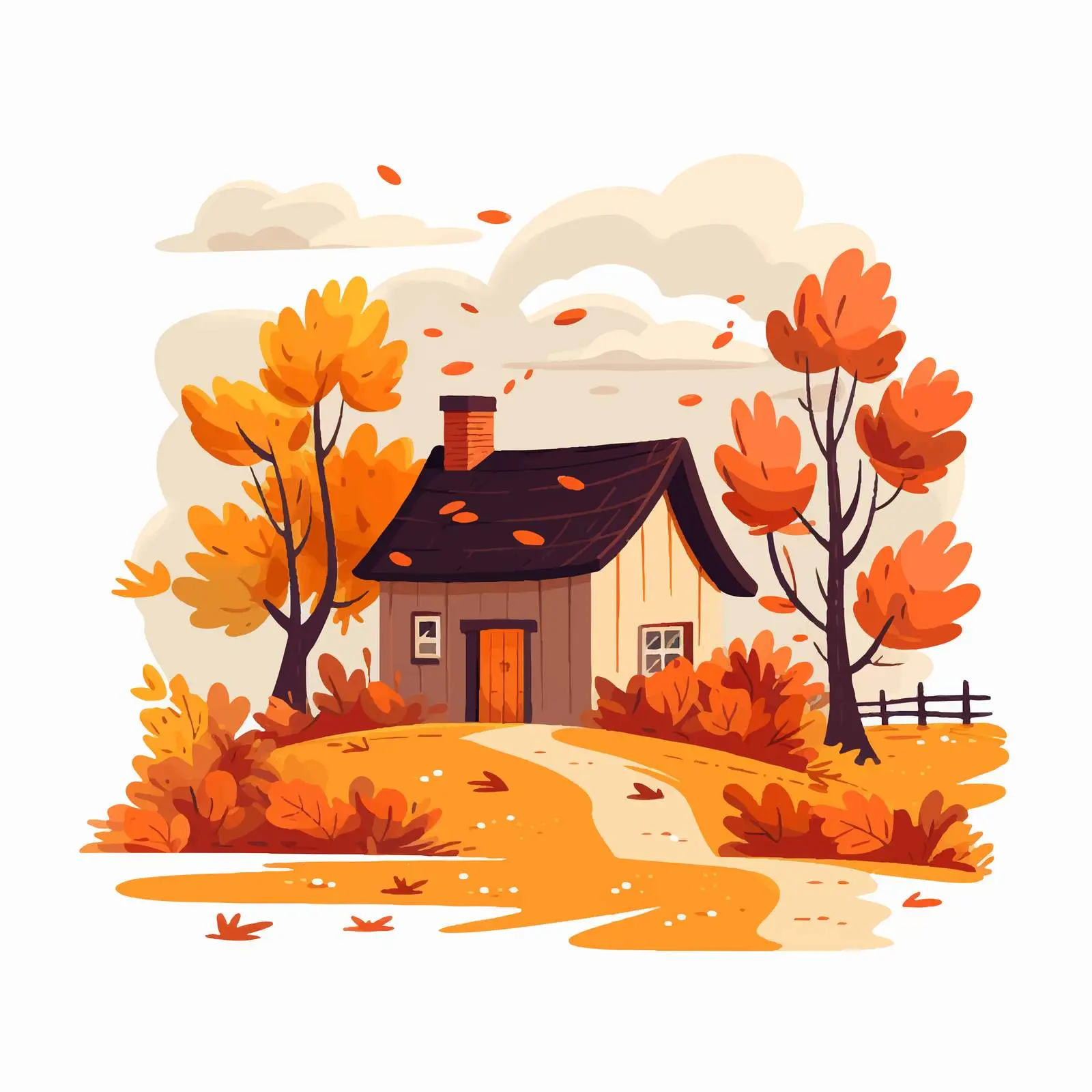 Charming Hand-Drawn Autumn Countryside Landscape — free download from Dotvec