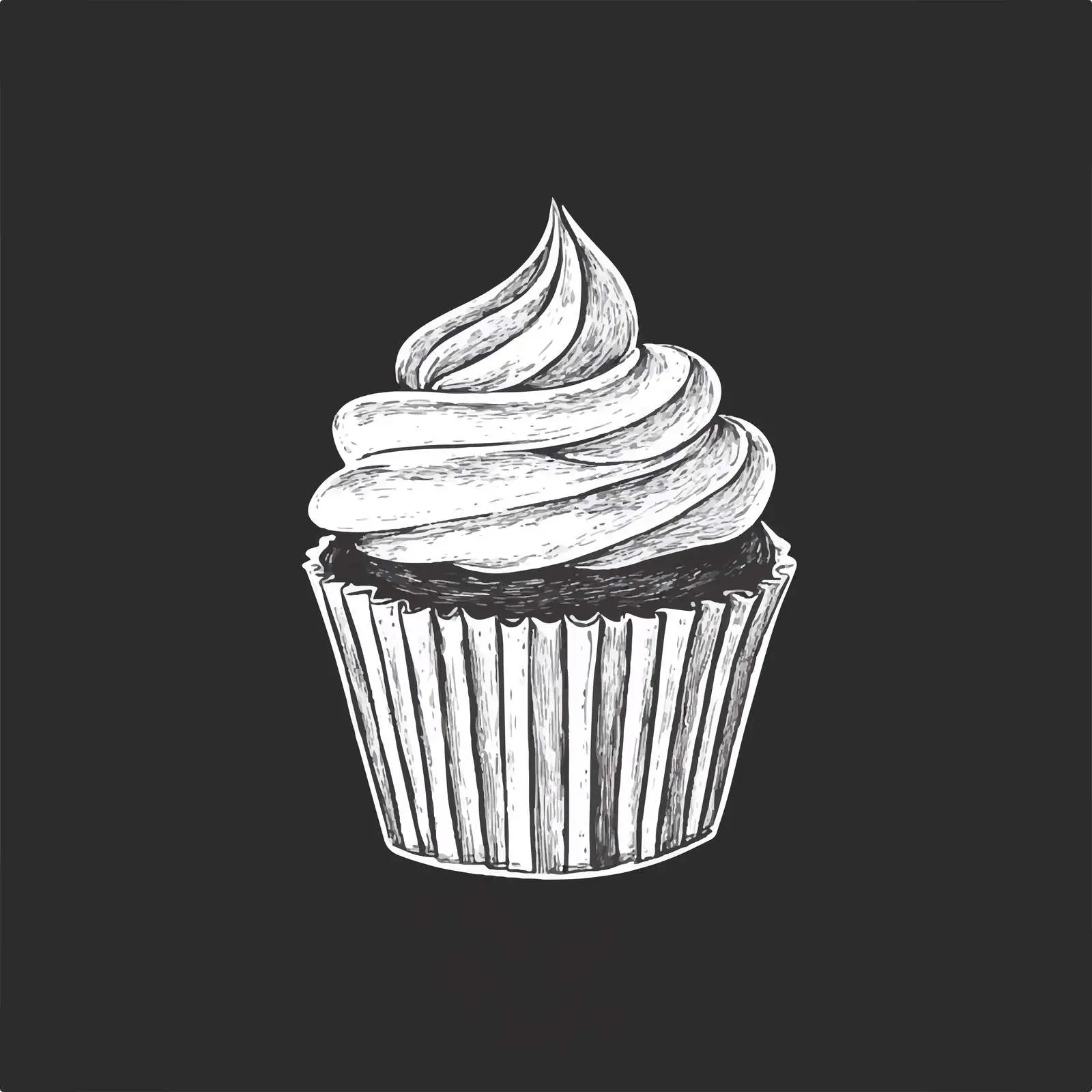 Hand Drawn Cupcake Sketch on Chalkboard — free download from Dotvec