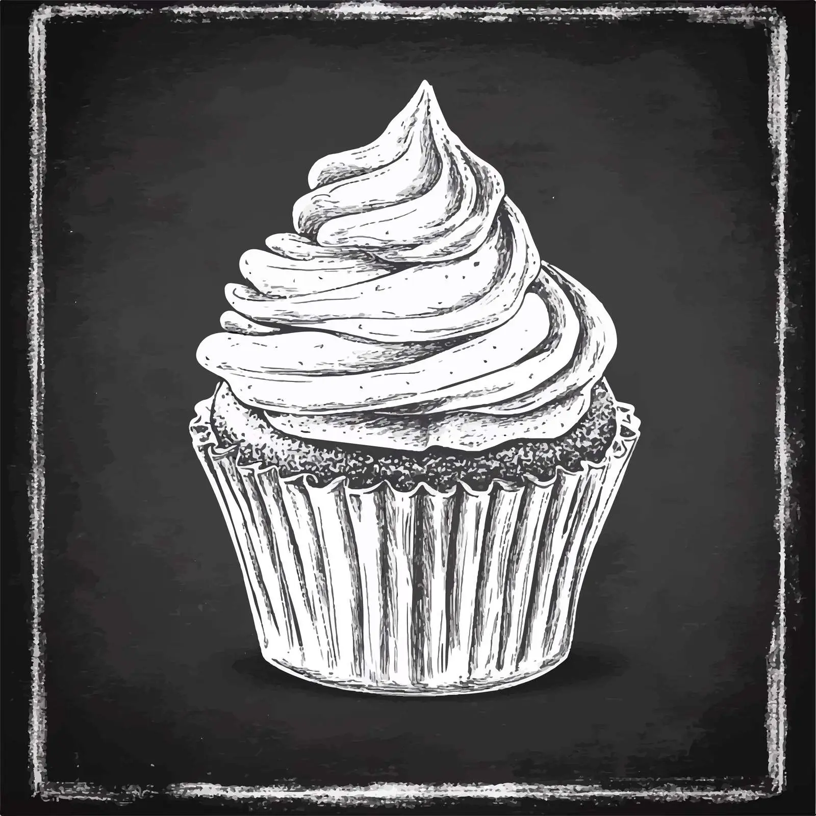 Hand-Drawn Cupcake Sketch on Chalkboard Background — free download from Dotvec