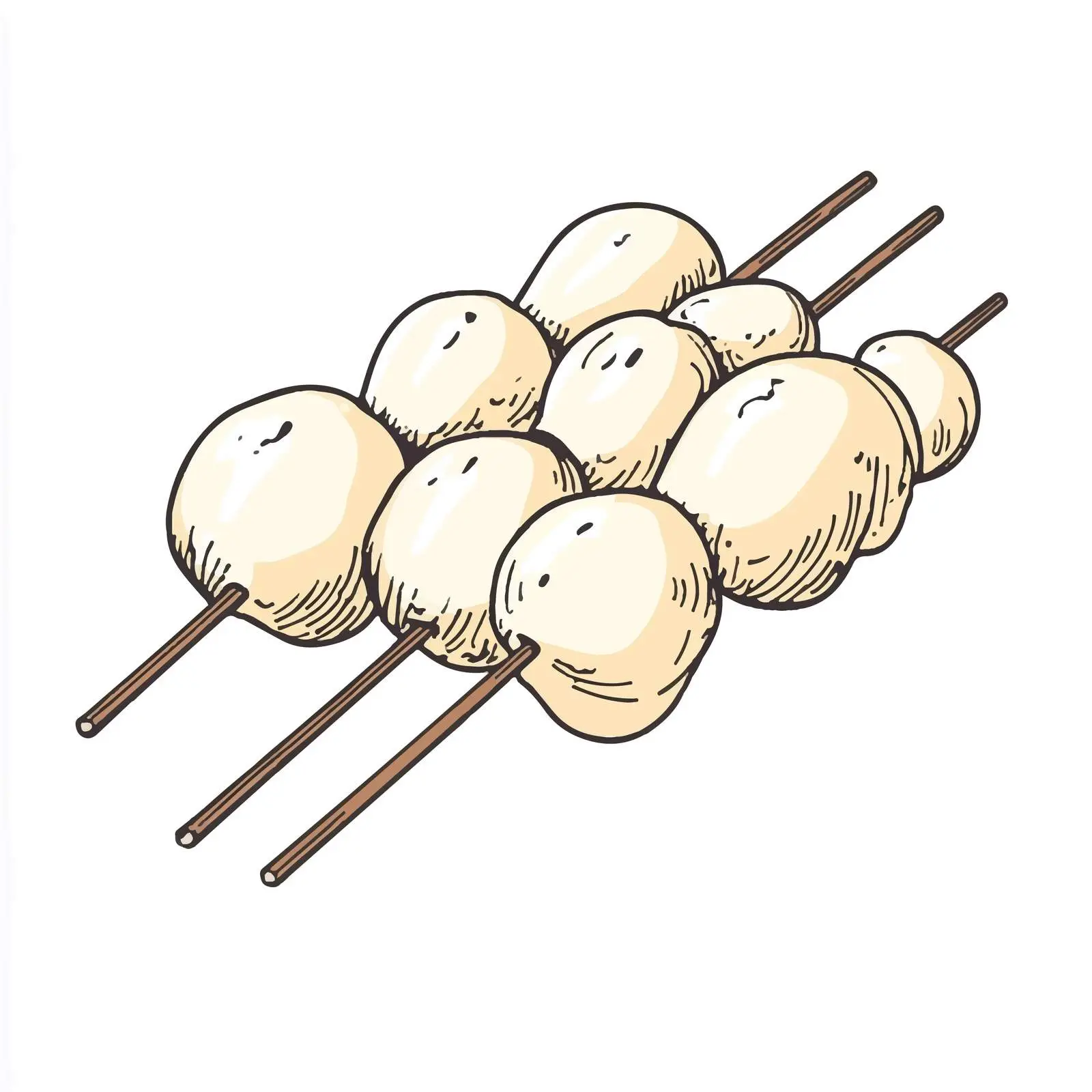 Hand-Drawn Dango on White Background — free download from Dotvec