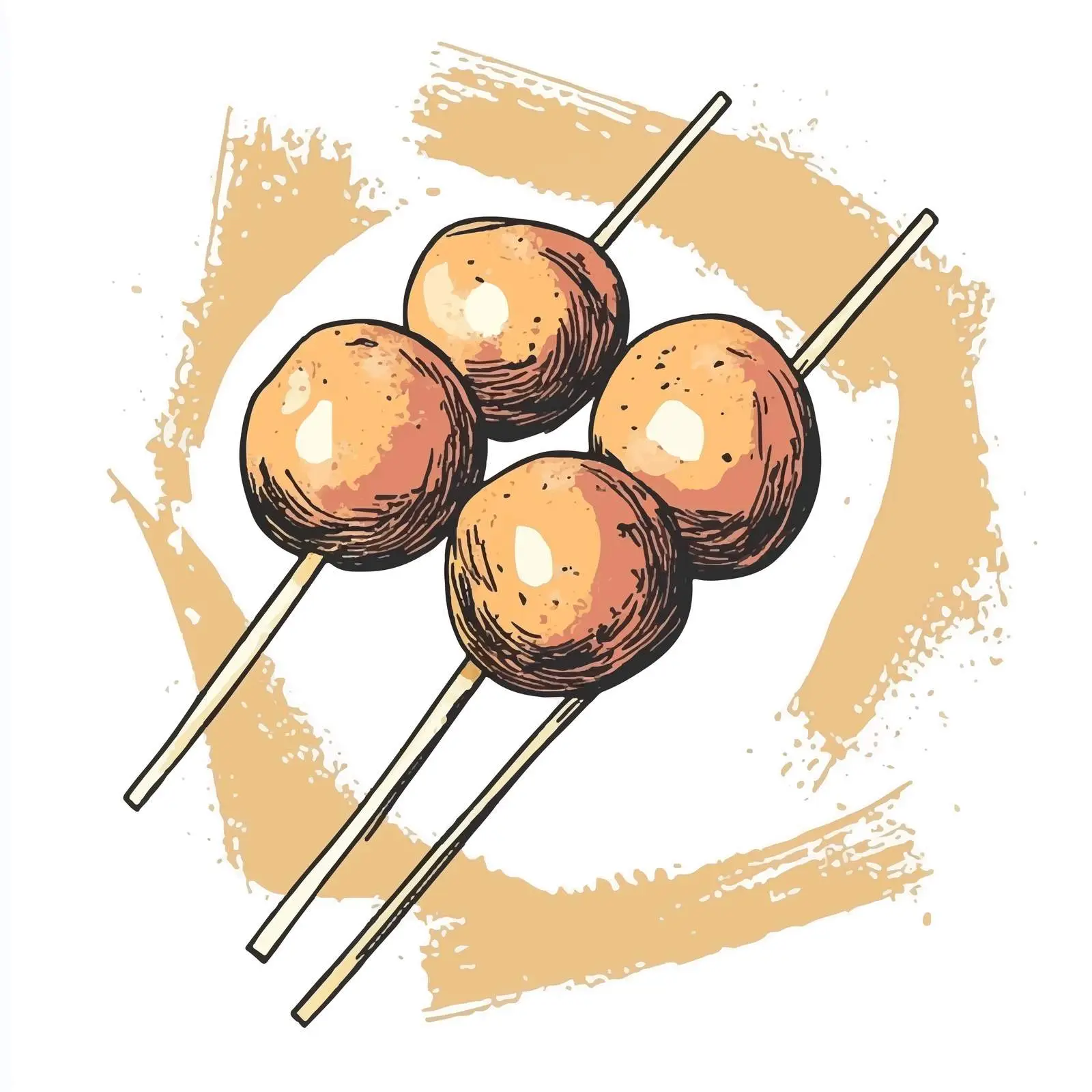 Hand Drawn Dango on White Background – free dumpling image from Dotvec