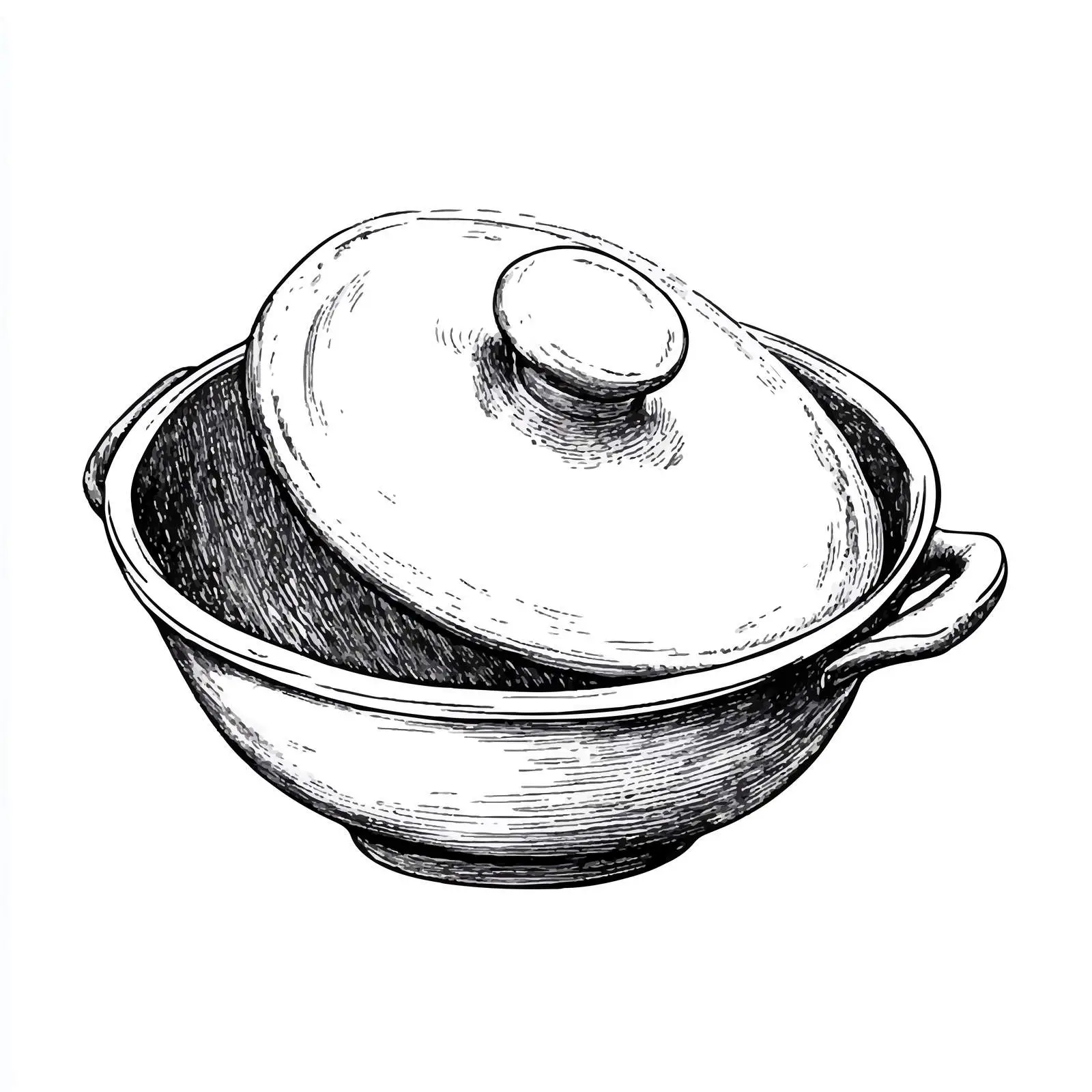 Hand-Drawn Dish with Lid Sketch — free download from Dotvec