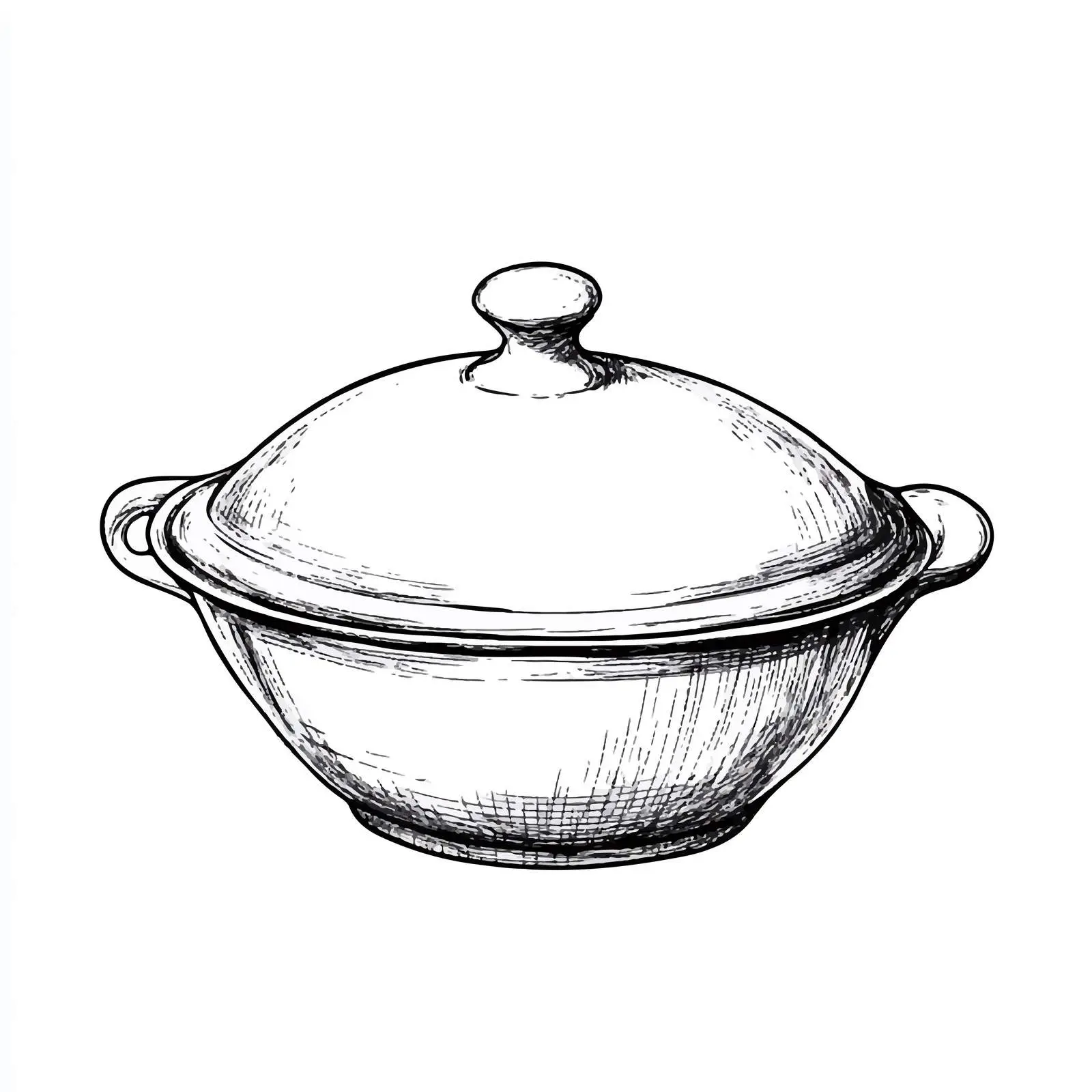 Hand Drawn Dish with Lid Sketch Vector — free download from Dotvec