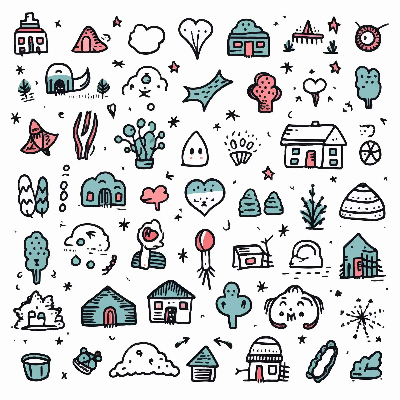 Hand Drawn Doodle Icons Set Illustration — free download from Dotvec