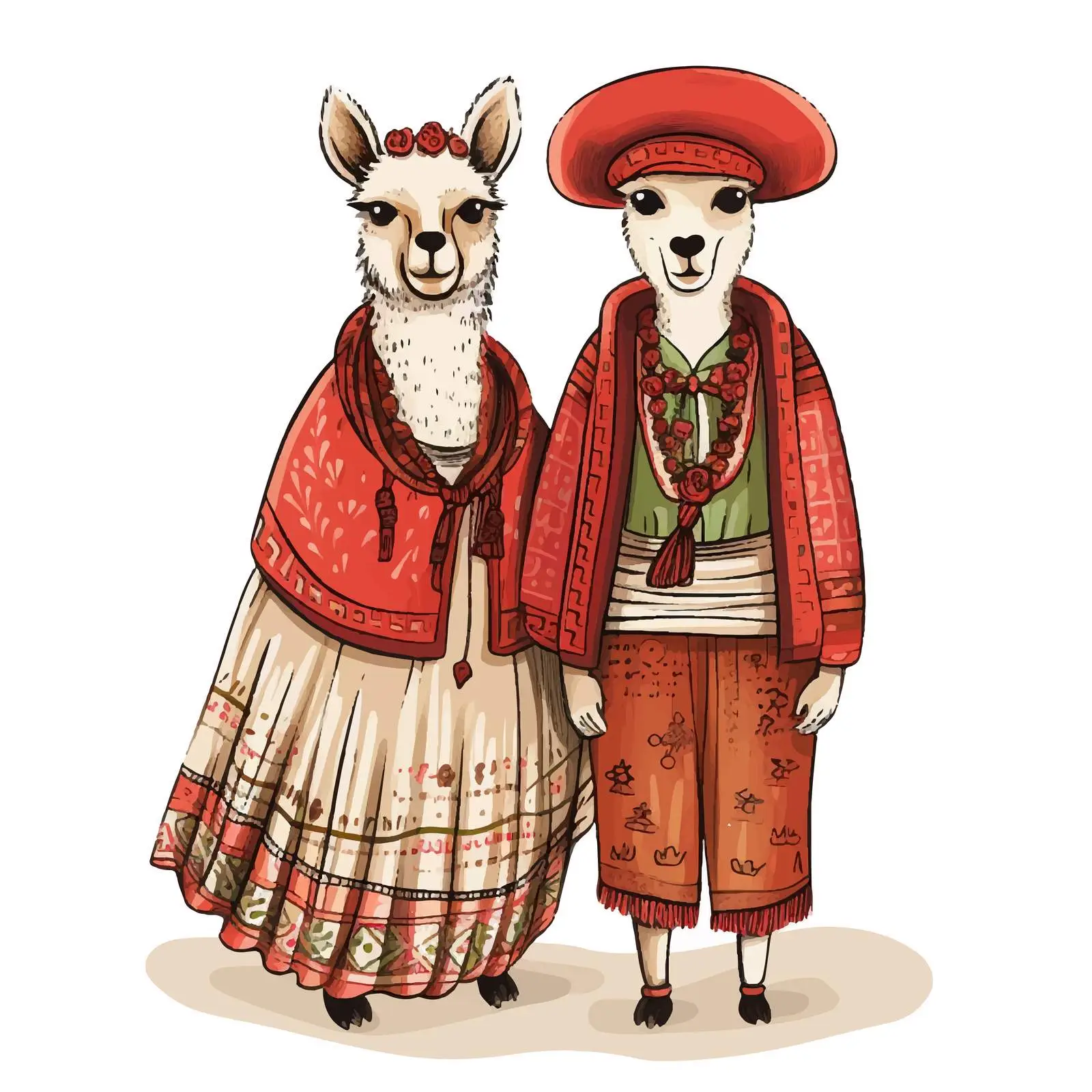 Cute Cartoon Lama Couple Doodle Vector Illustration — free download from Dotvec