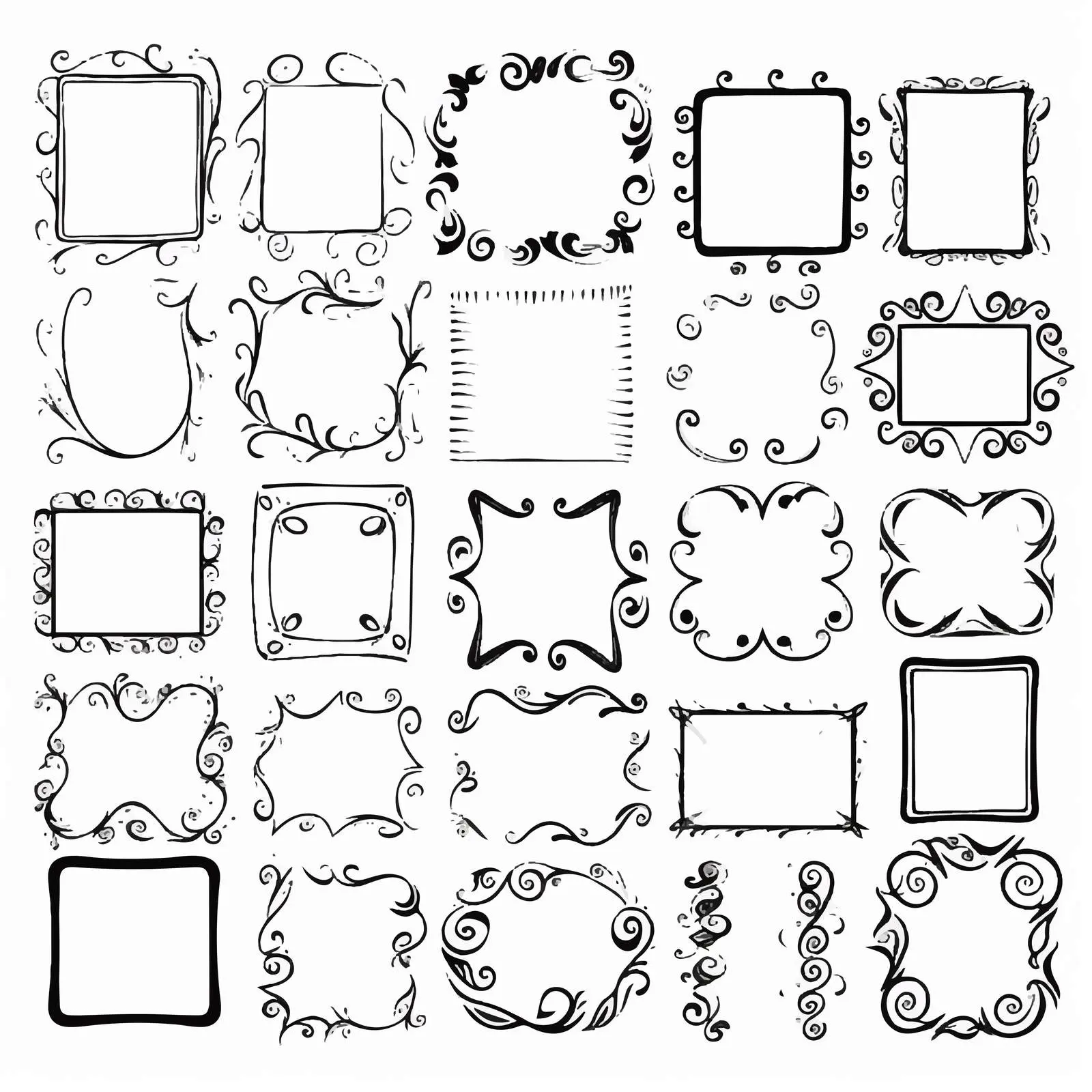 Hand-Drawn Doodle Line Decorative Frames — free download from Dotvec