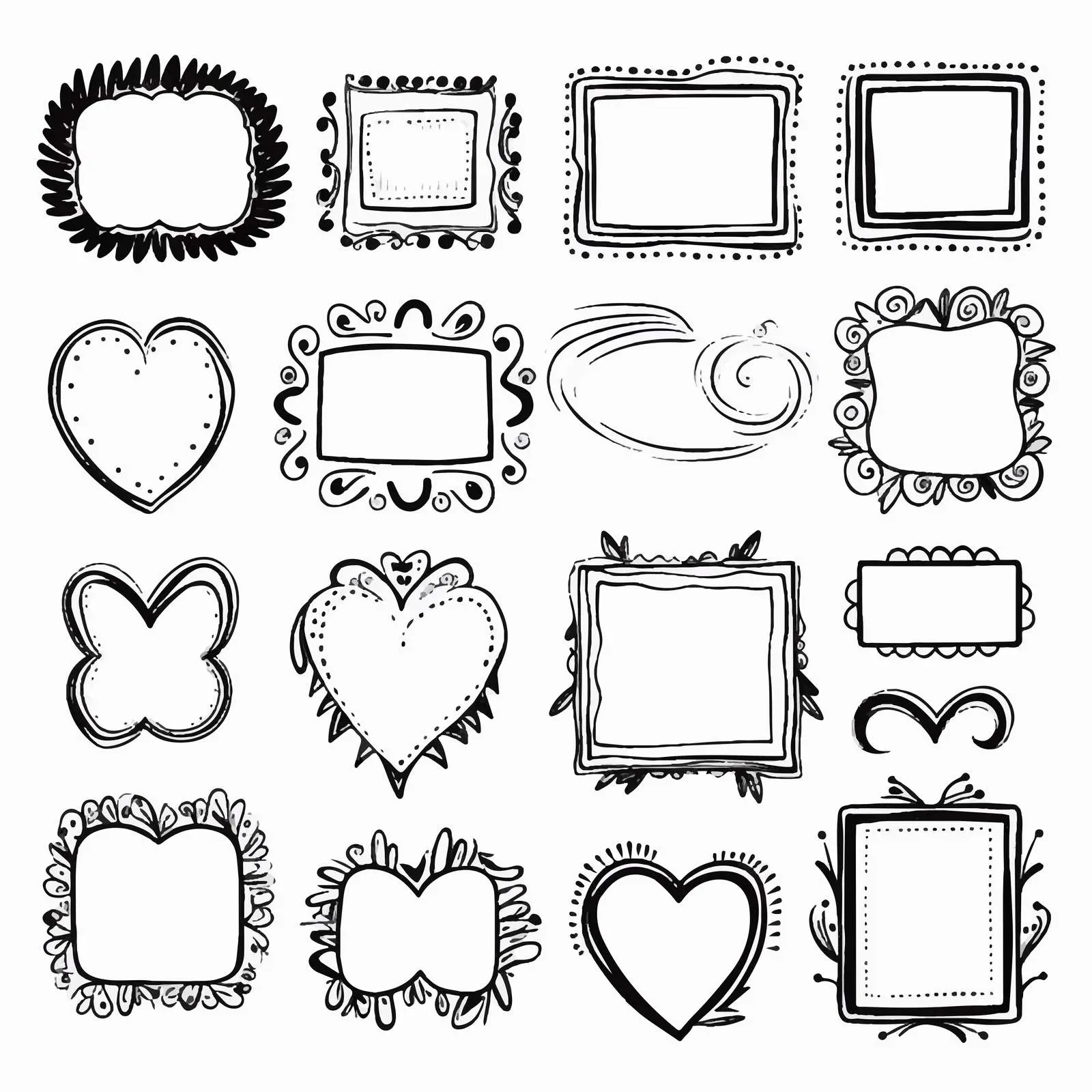 Hand-Drawn Doodle Line Frames for Decoration — free download from Dotvec