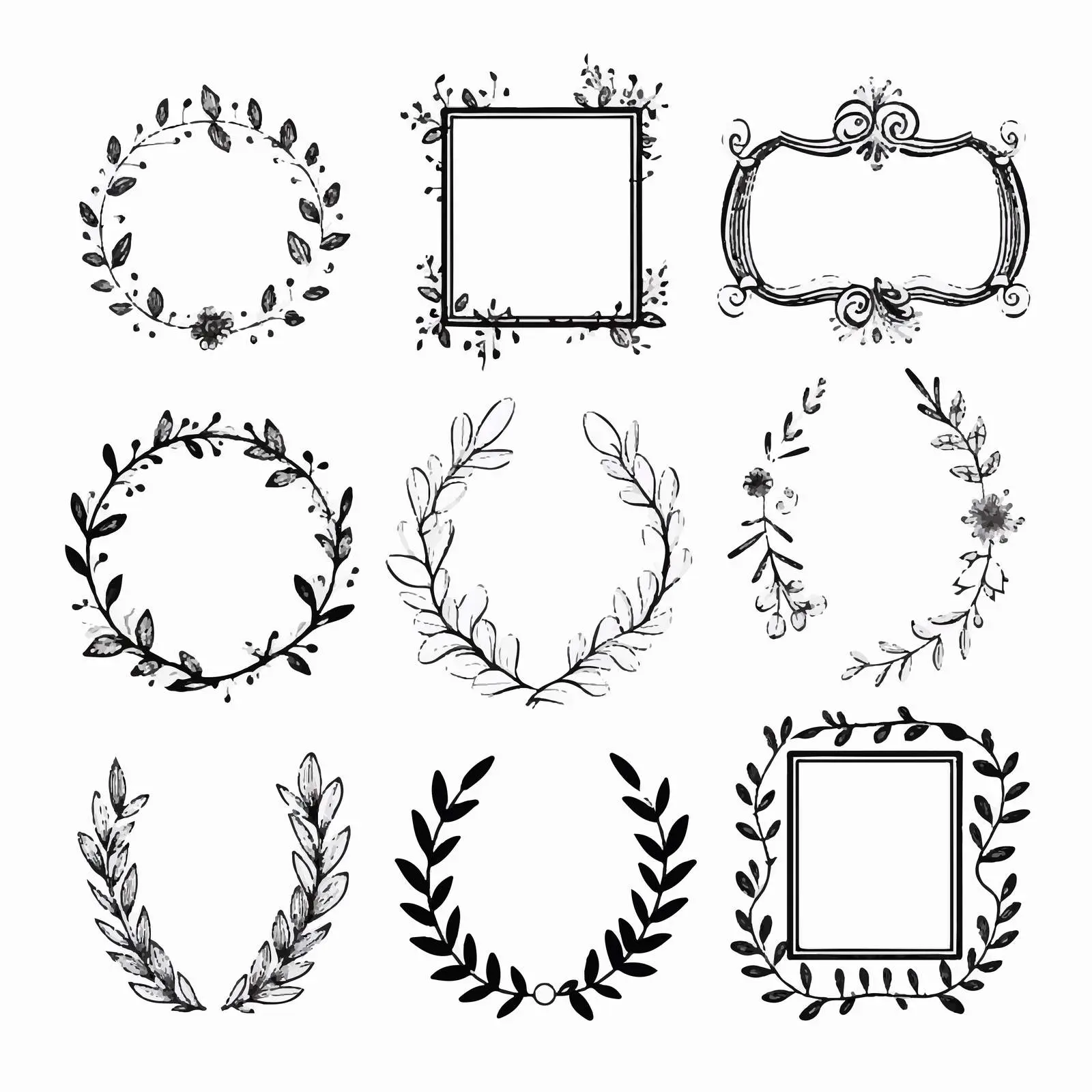Hand Drawn Doodle Line Frames for Decor — free download from Dotvec