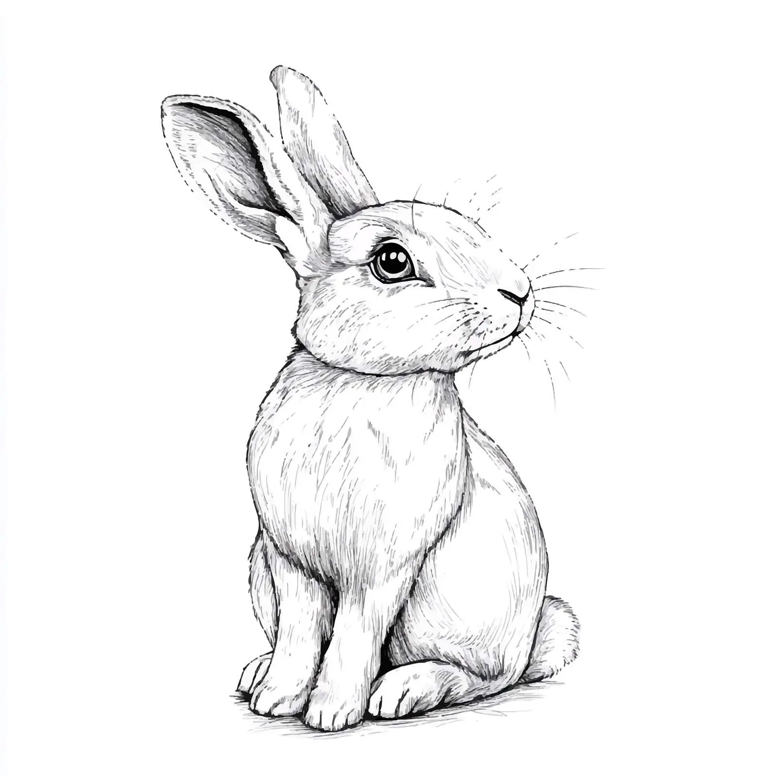 Hand Drawn Easter Bunny Sketch Isolated on White – free hand draw image from Dotvec