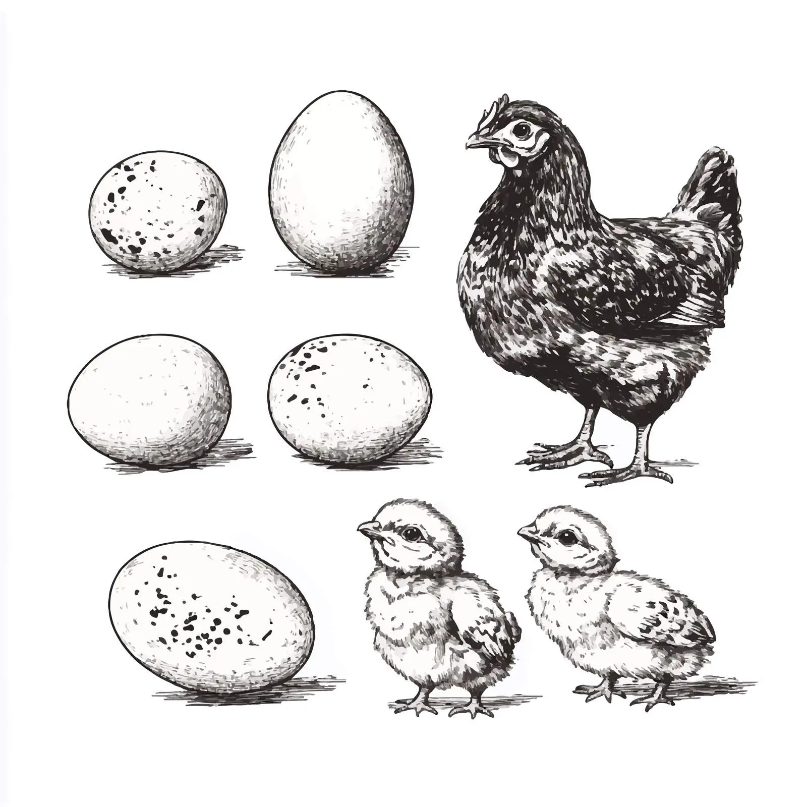 Hand Drawn Quail and Chicken Egg Sketches — free download from Dotvec