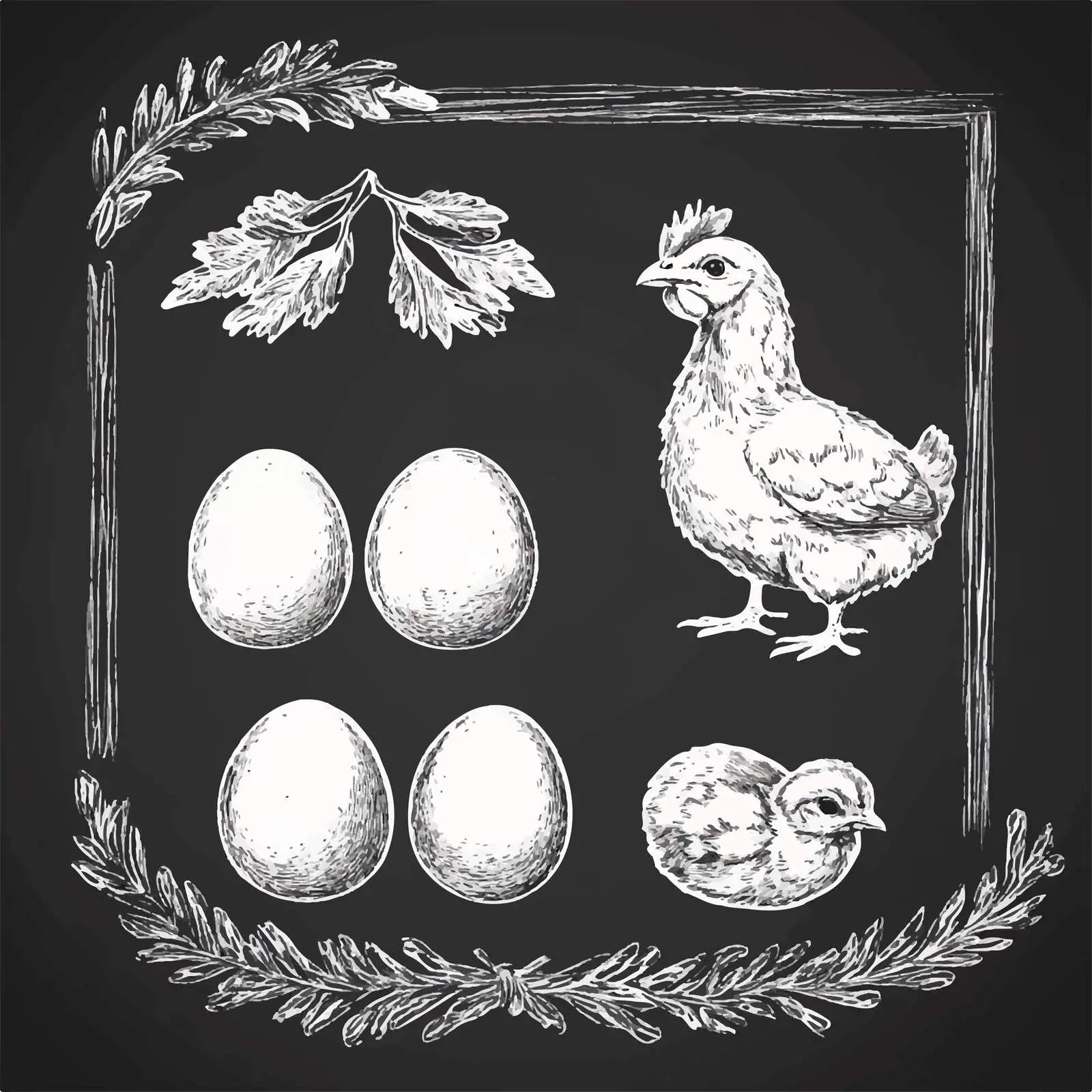Hand Drawn Egg Sketches Collection on Chalkboard — free download from Dotvec