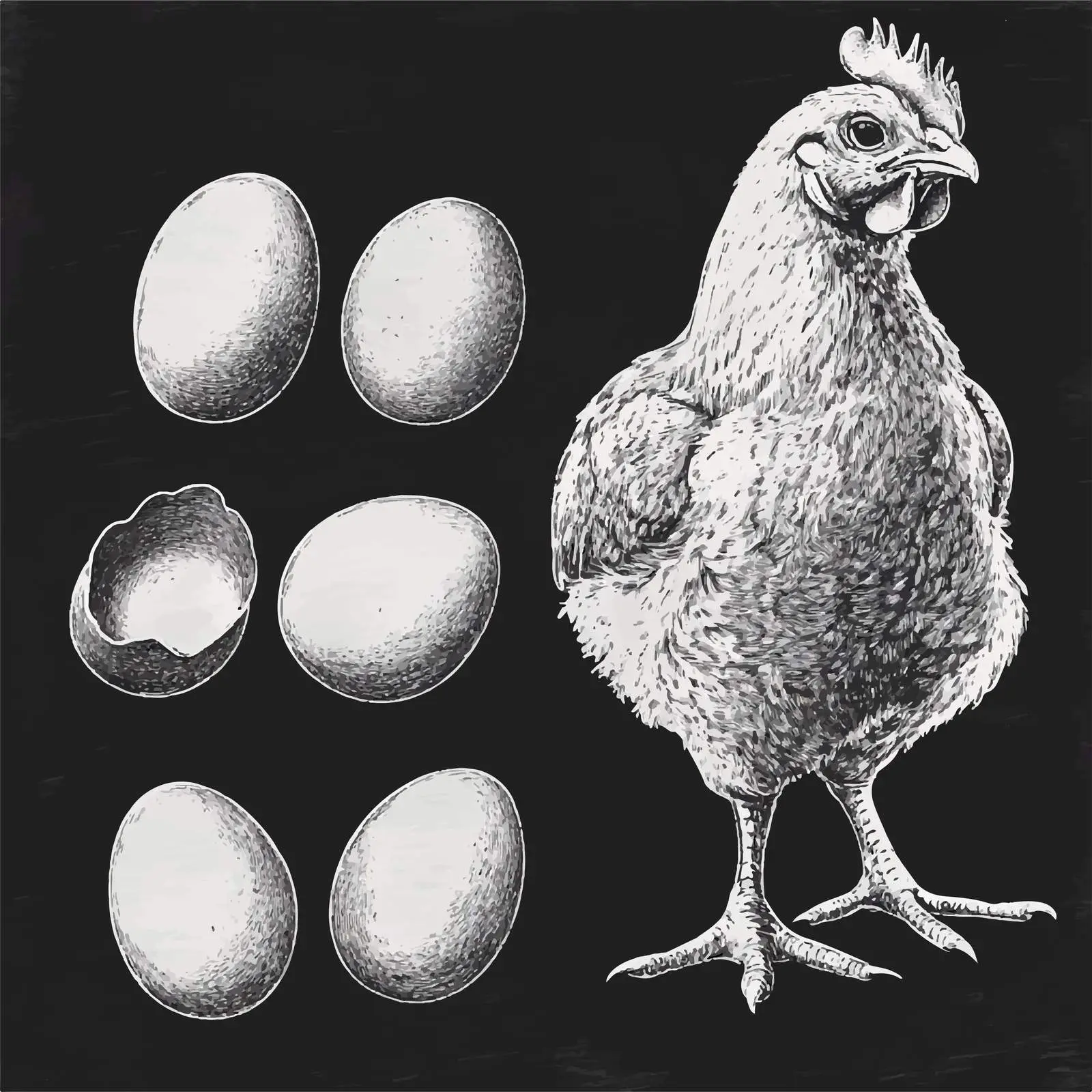 Hand-Drawn Egg Sketches Collection on Chalkboard — free download from Dotvec