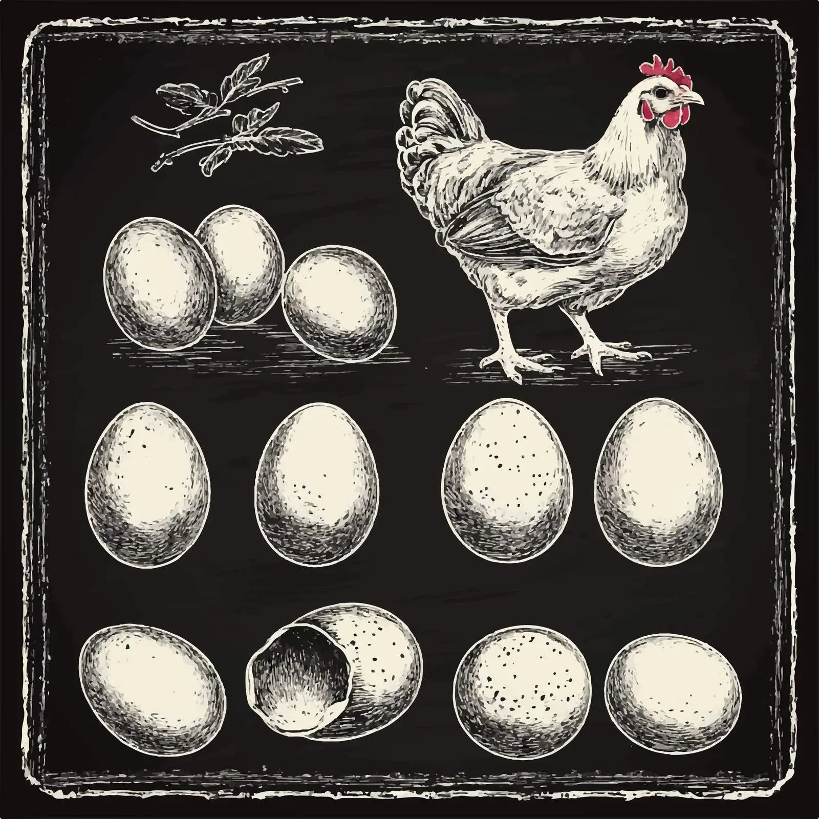Hand-Drawn Egg Sketches on Chalkboard Background — free download from Dotvec