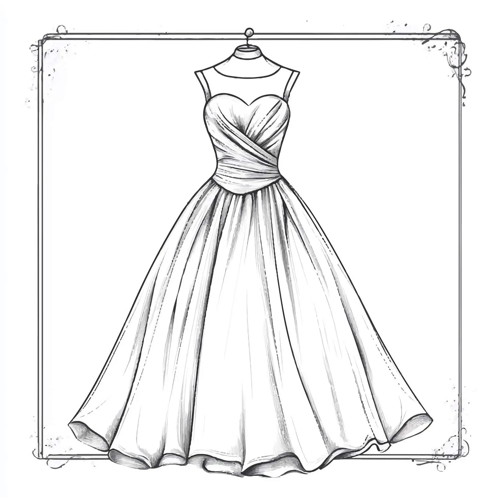 Elegant Hand-Drawn Wedding Dress Vector Sketch — free download from Dotvec