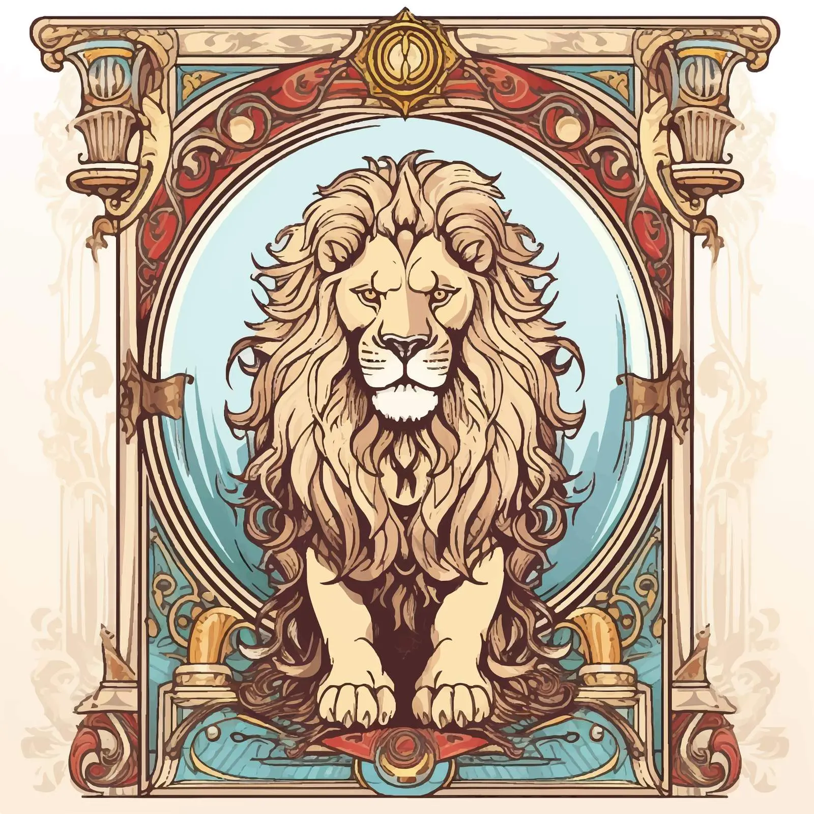Hand-Drawn Fantasy Lion Poster in Medieval Style – free art for home image from Dotvec