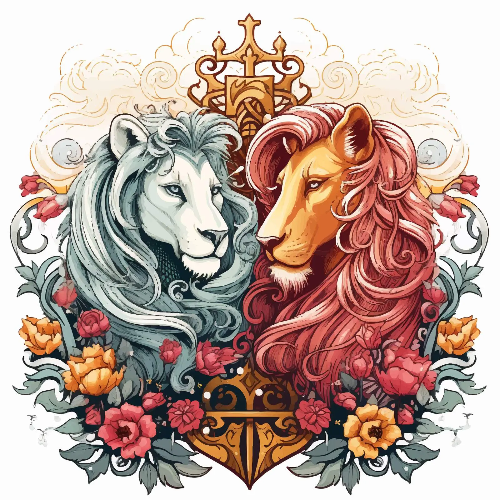 Medieval Fantasy Poster with Unicorn and Lion — free download from Dotvec