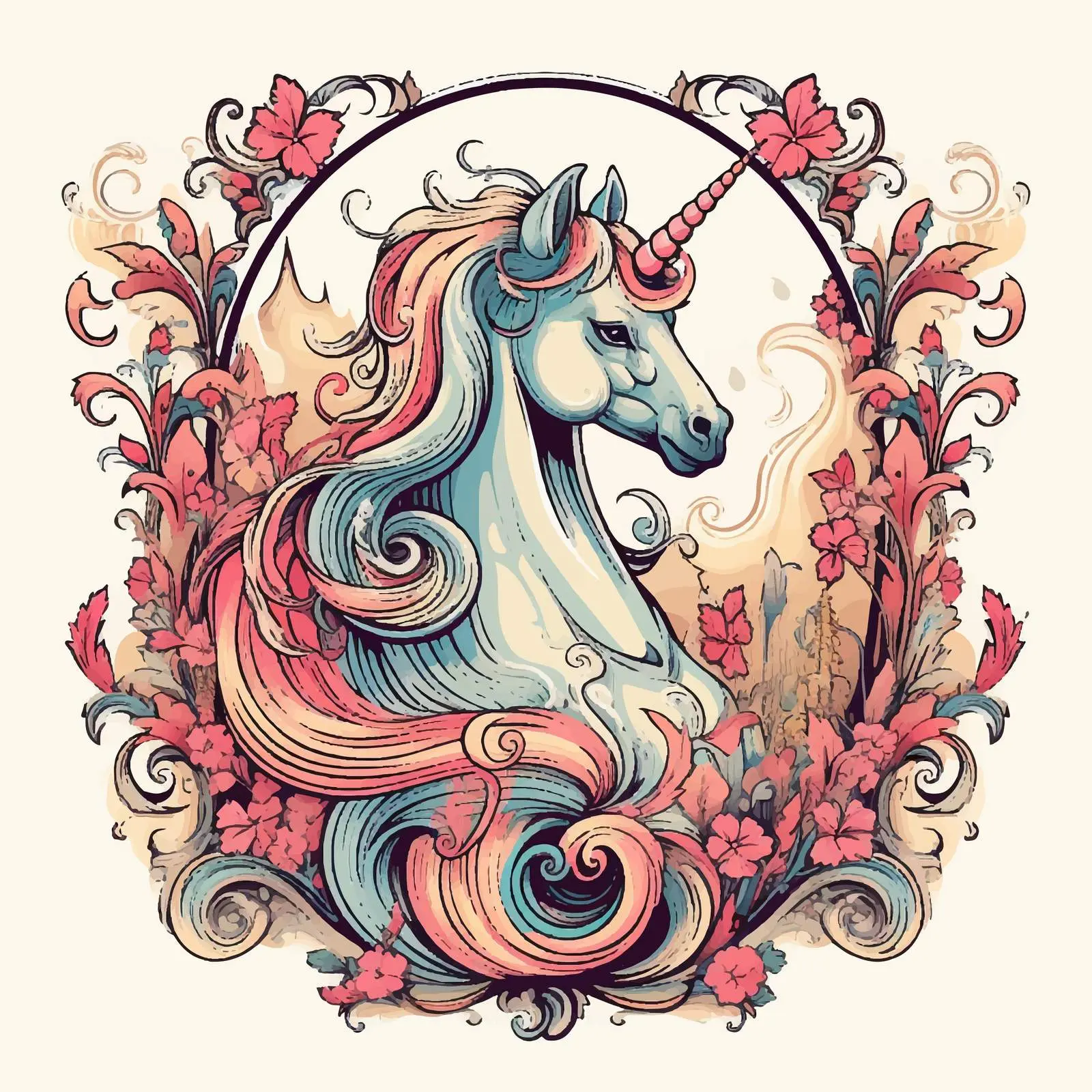 Fantasy Unicorn Poster in Medieval Tapestry Style — free download from Dotvec