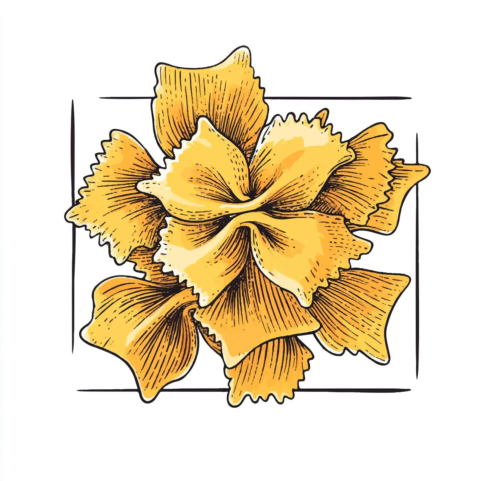 Hand-Drawn Farfalle Pasta on White Background — free download from Dotvec