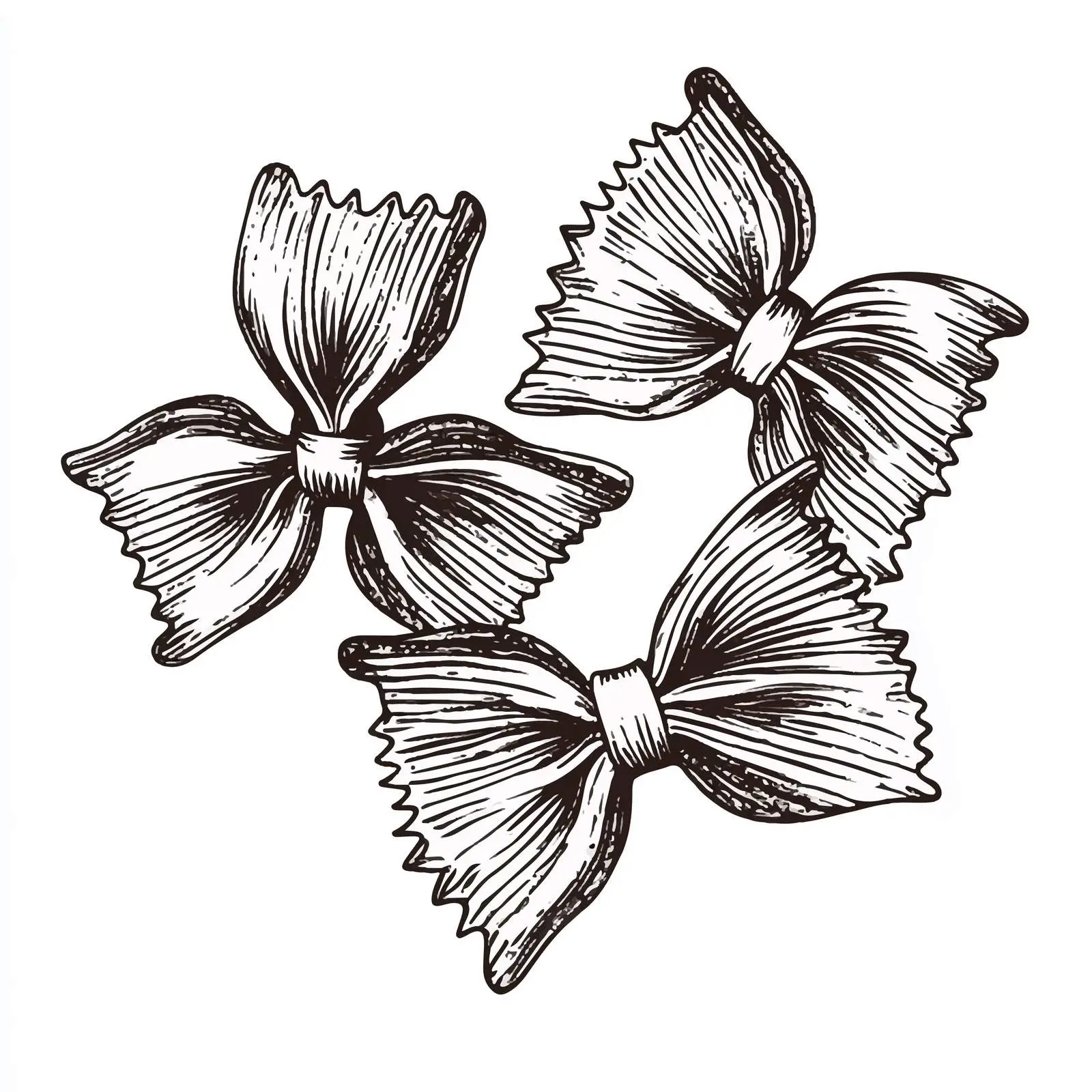 Hand-Drawn Farfalle Pasta on White Background — free download from Dotvec