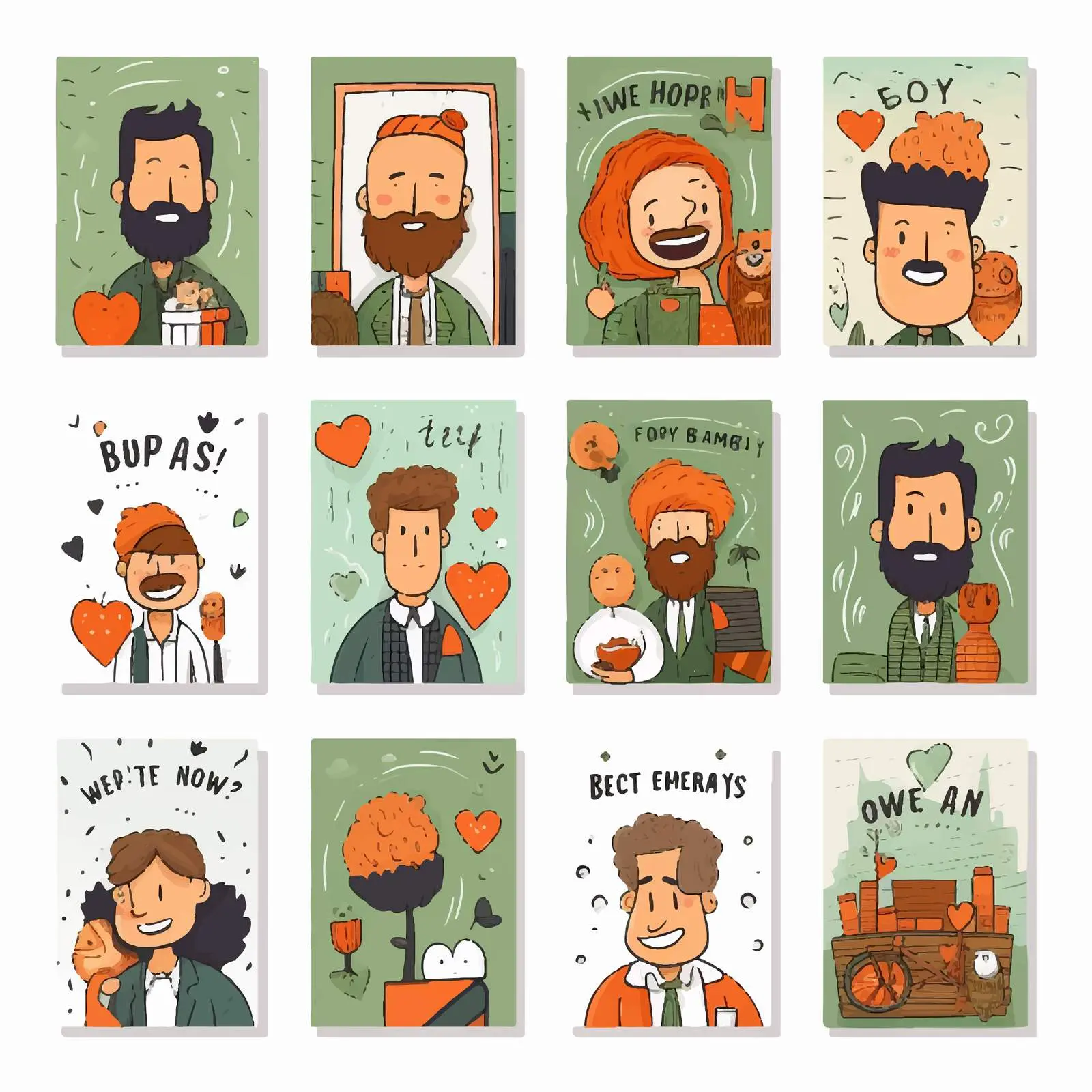 Classic Hand-Drawn Father's Day Cards in German — free download from Dotvec