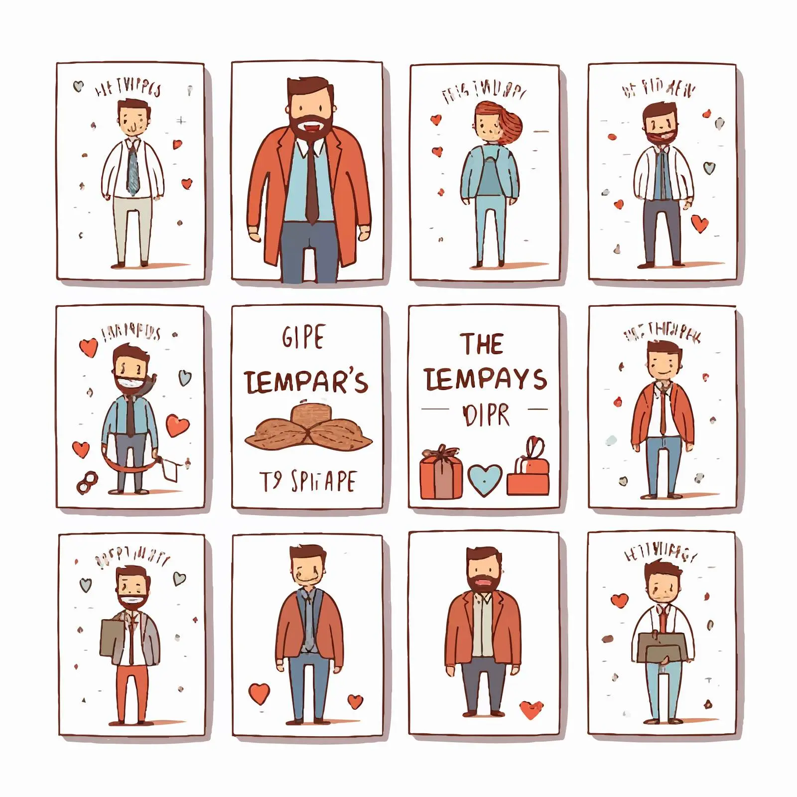 Classic Hand-Drawn Father's Day Card Templates — free download from Dotvec