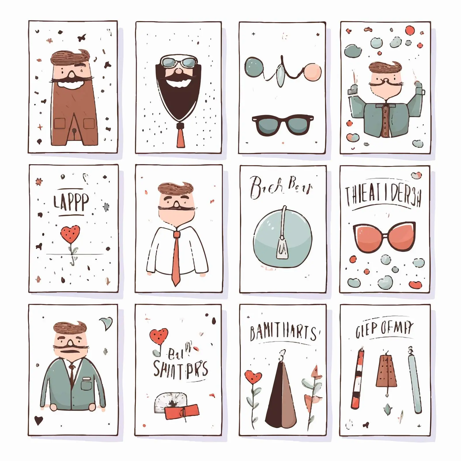 Classic Hand-Drawn Father's Day Card Templates — free download from Dotvec