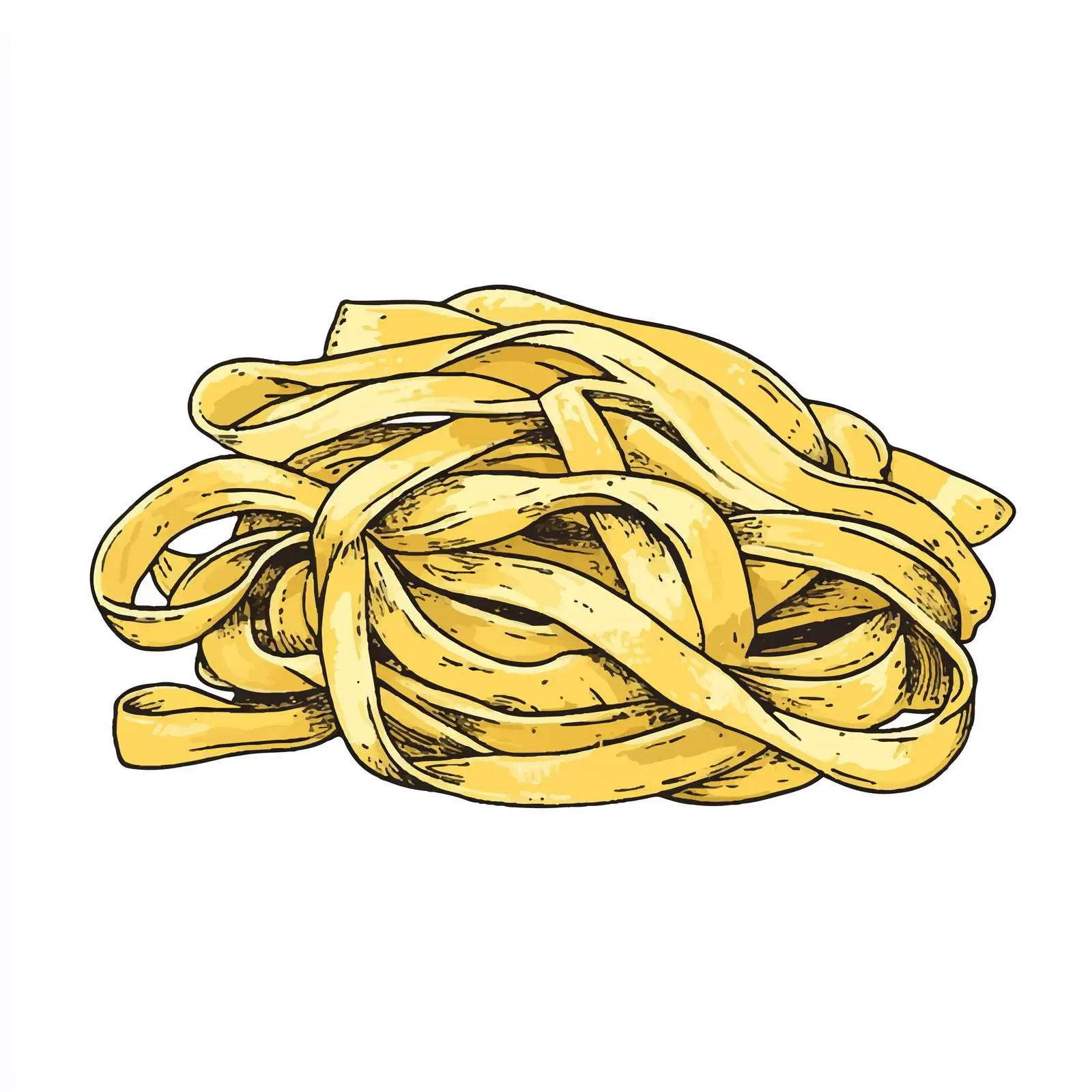 Hand-Drawn Fettuccine Pasta on White Background — free download from Dotvec